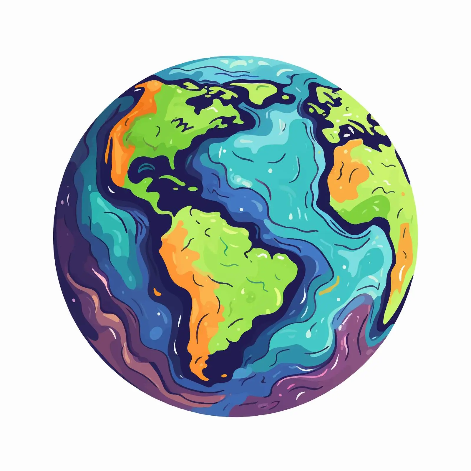 Abstract Earth Globe Icon with Continents and Oceans — free download from Dotvec