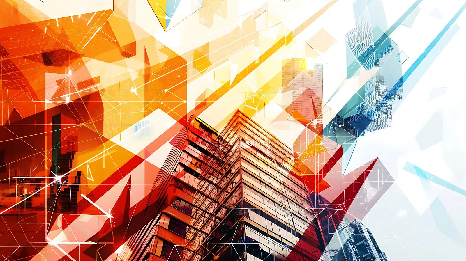 Geometric Building Abstract with Triangles Overlay — free download from Dotvec