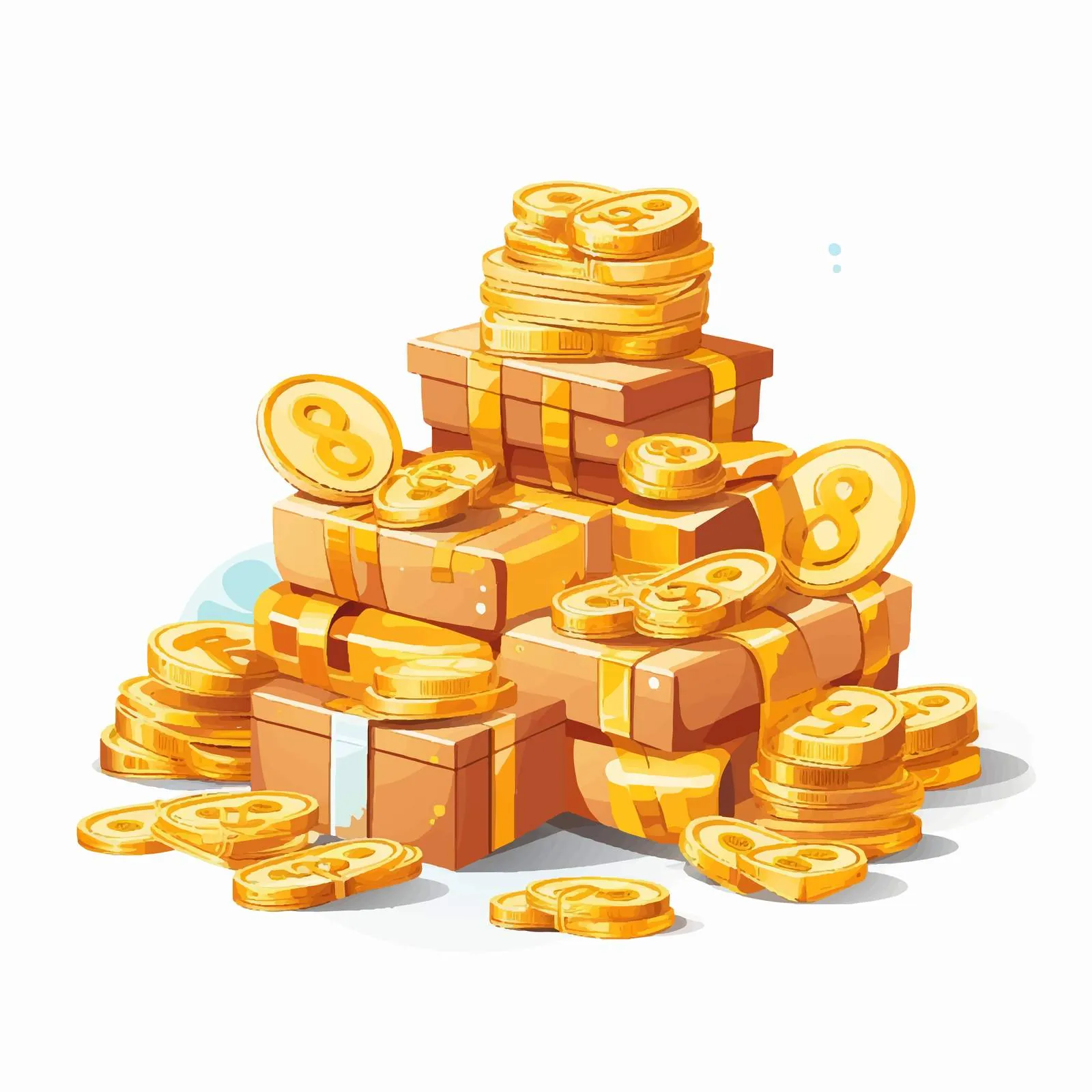 Abstract Money with Paper Bills and Gold Coins — free download from Dotvec