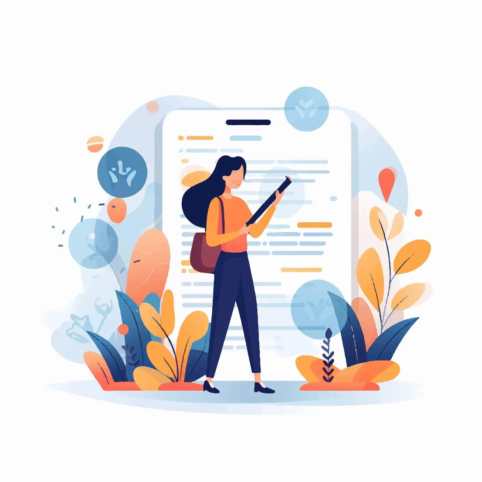 Person Analyzing Information Abstract Vector Scene — free download from Dotvec