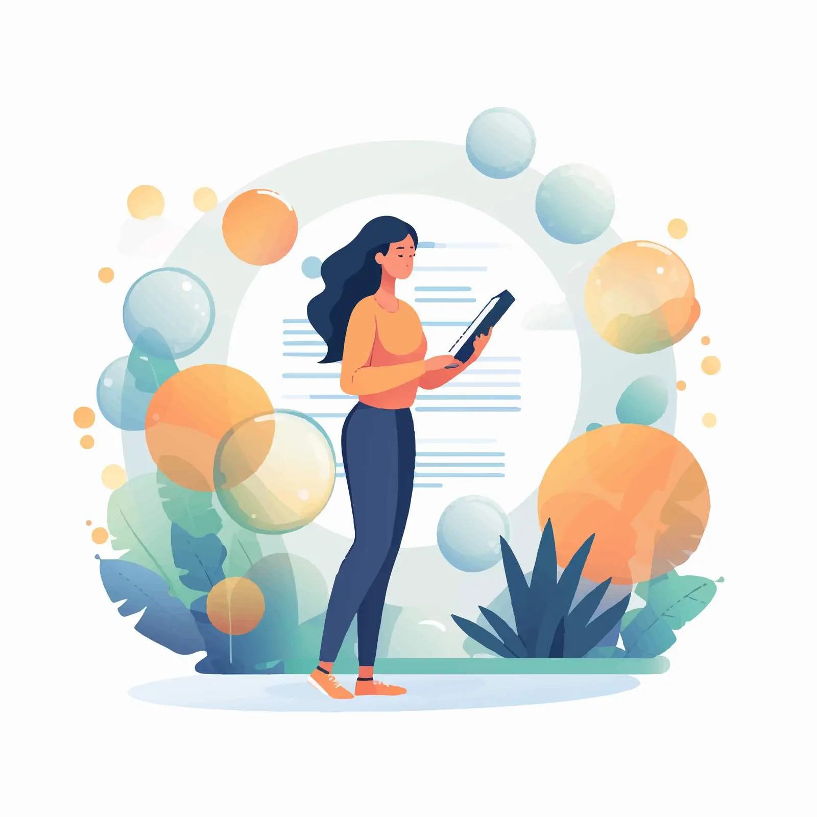 Person Analyzing Information in Abstract Scene — free download from Dotvec