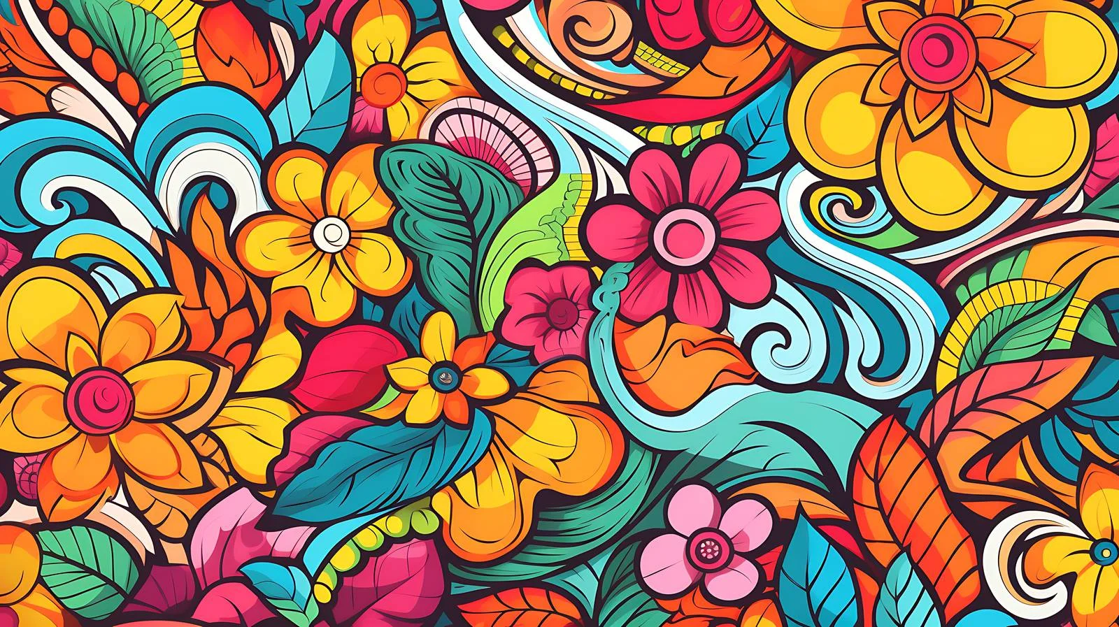 Hippie Doodle Style Seamless Pattern — free download from Dotvec