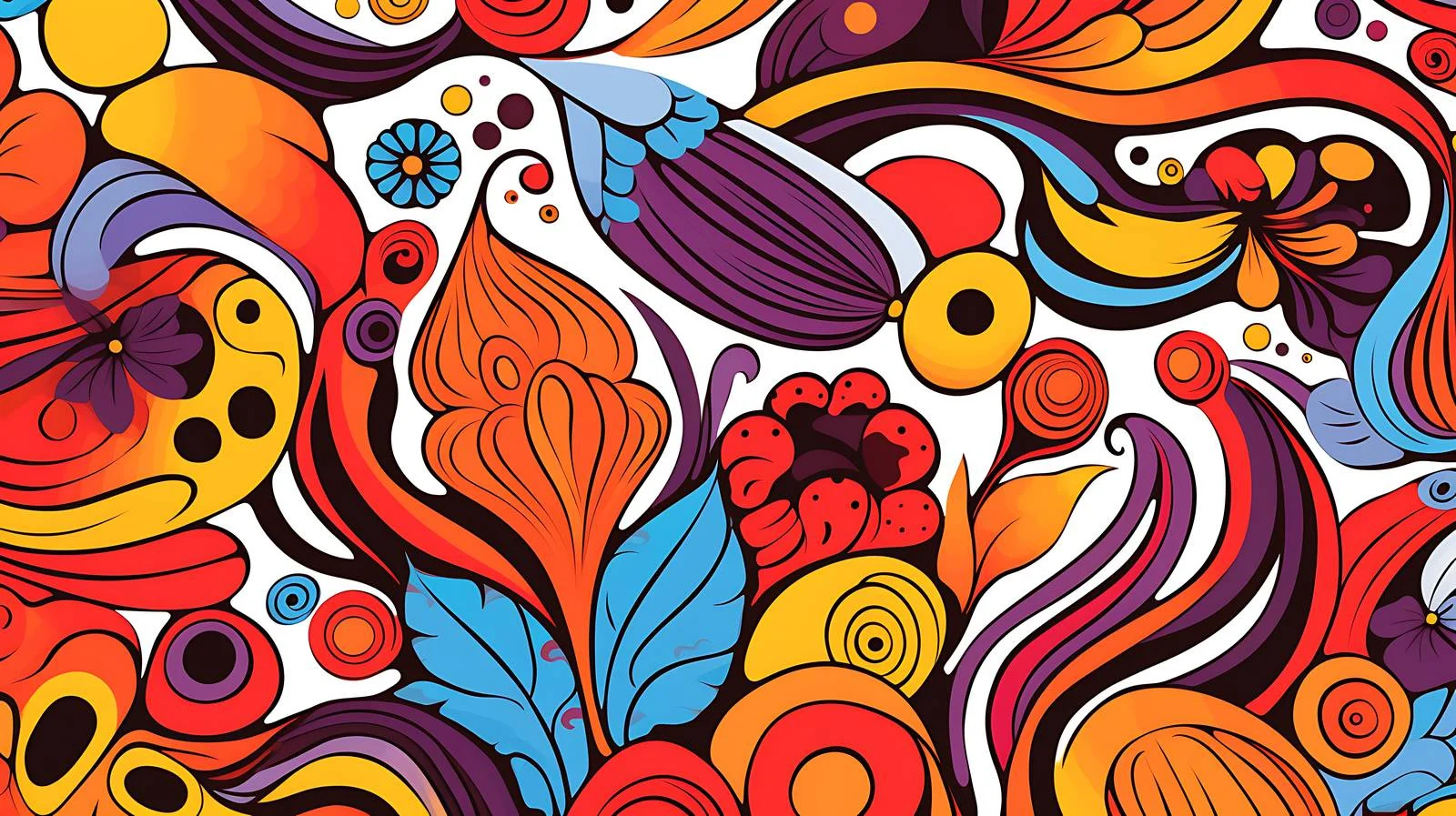 Hippie Doodle Seamless Pattern — free download from Dotvec