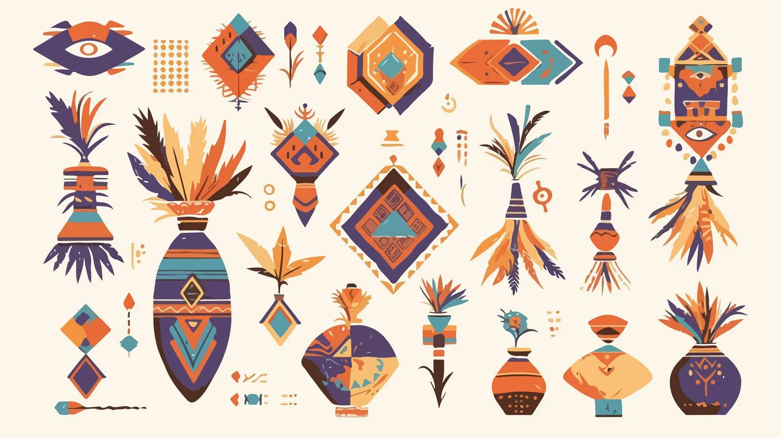 African Tribal Geometric Shapes in Ancient Ethereal Essence — free download from Dotvec