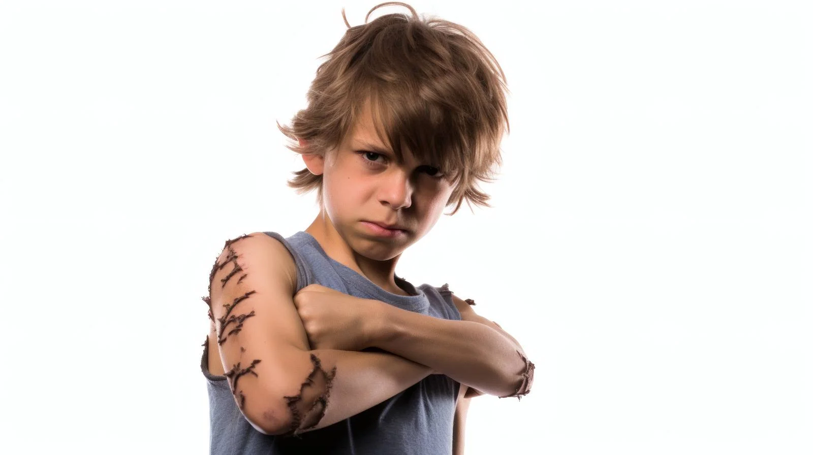 Troubled Aggressive Youngster on White Background — free download from Dotvec