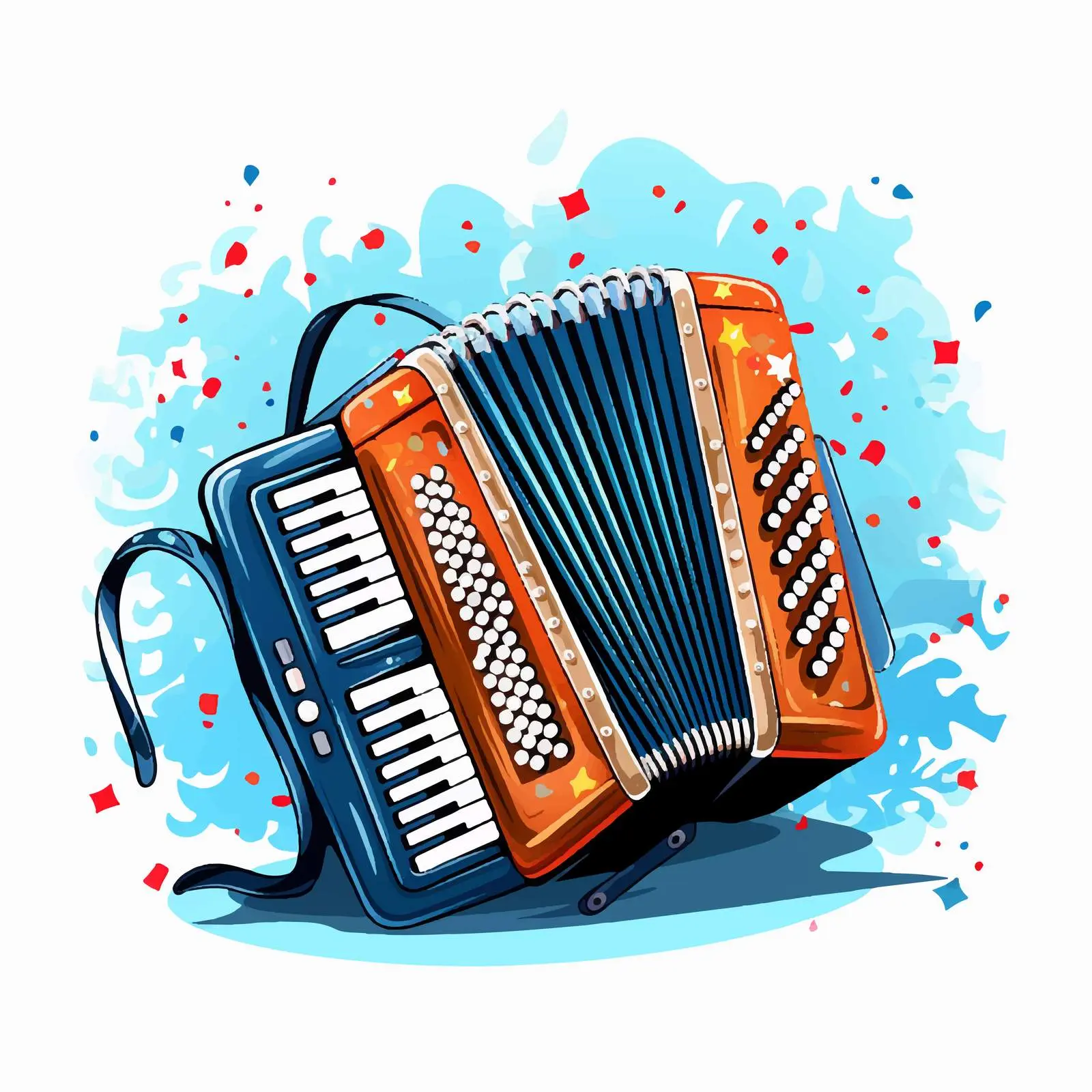 Accordion Musical Instrument with Melody Symbols — free download from Dotvec