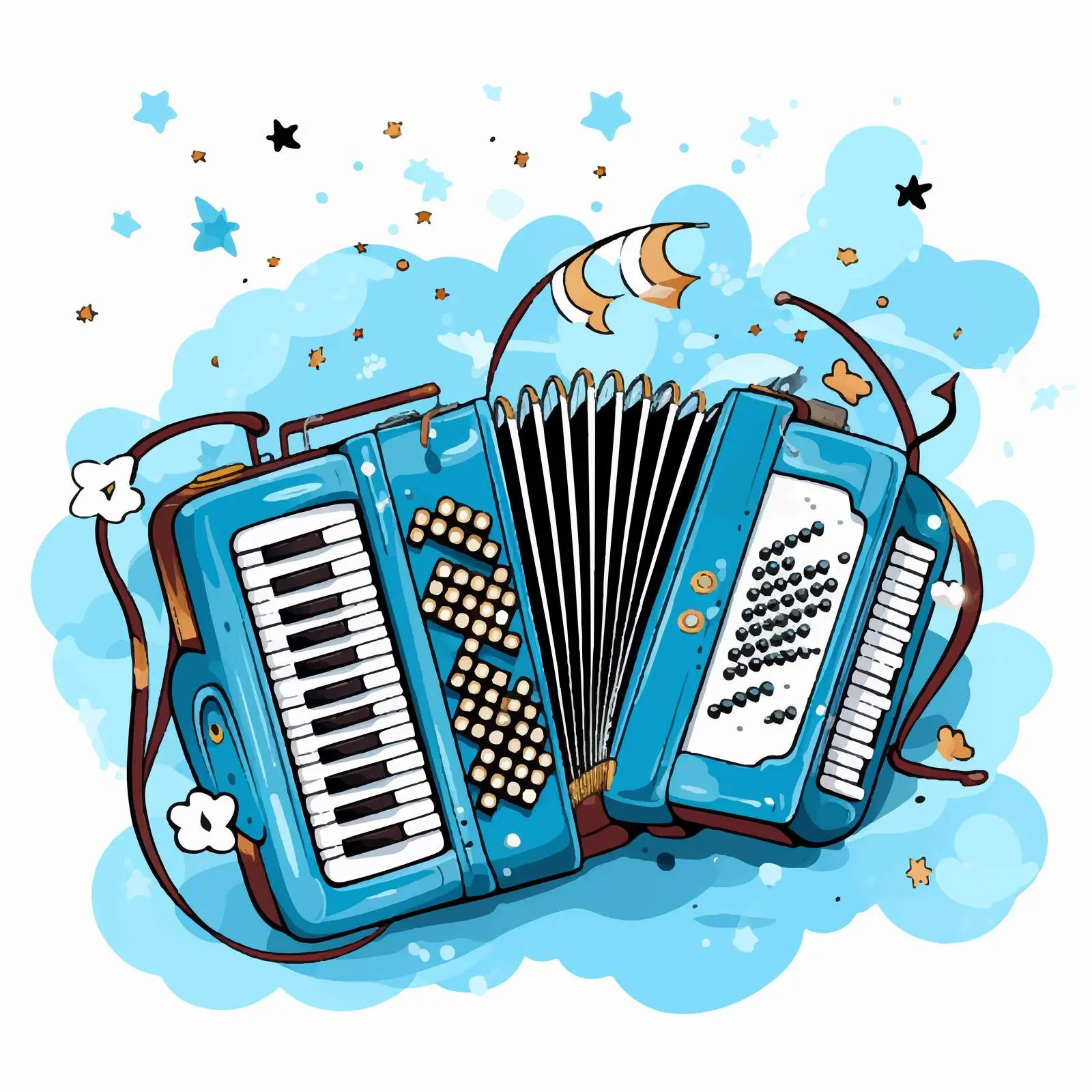 Accordion Musical Instrument with Melody Symbols — free download from Dotvec