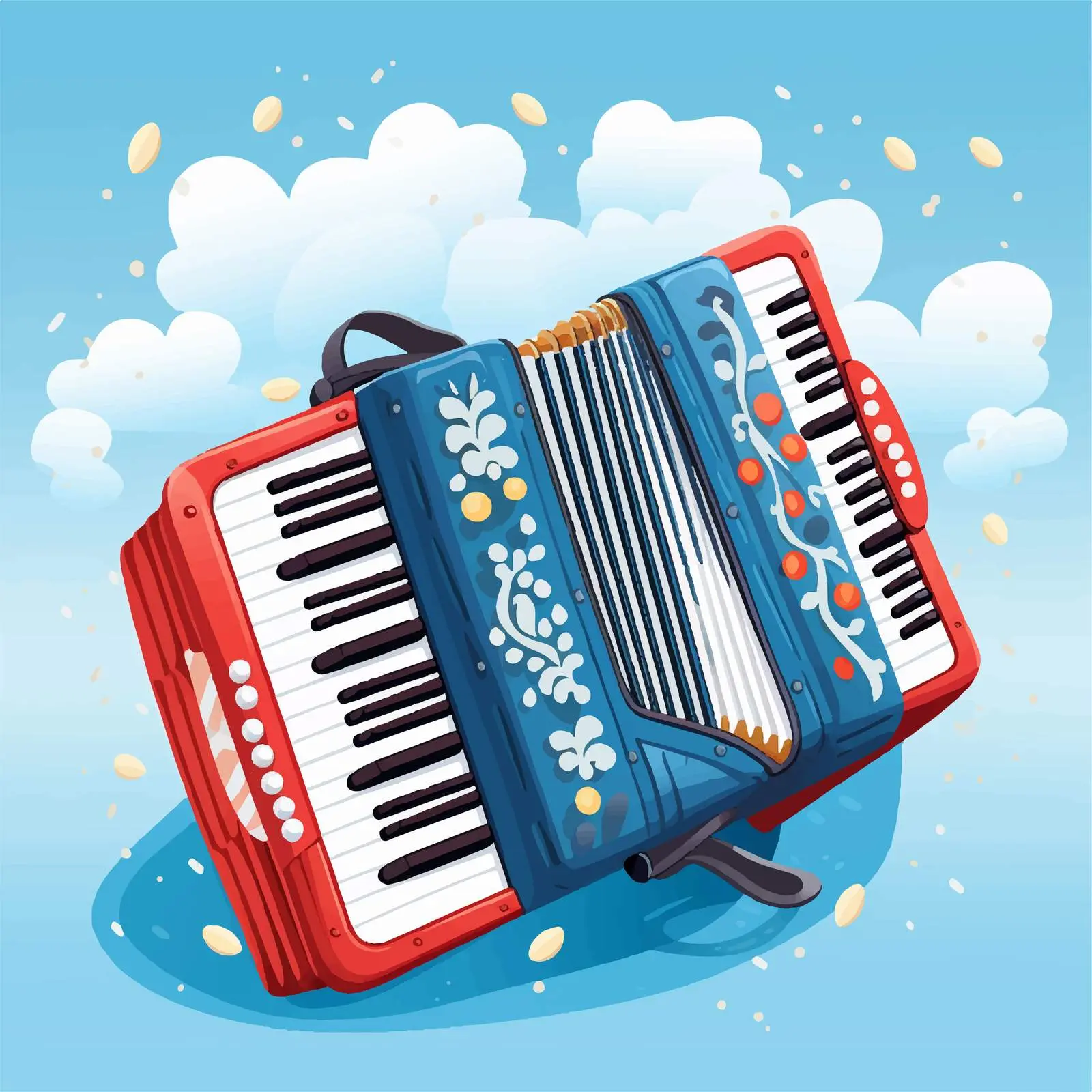 Accordion Musical Instrument with Melody Symbols – free soundtrack image from Dotvec
