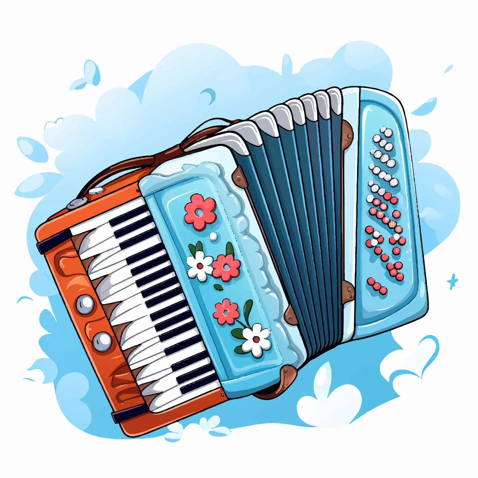 Accordion Musical Instrument with Melody Symbols — free download from Dotvec