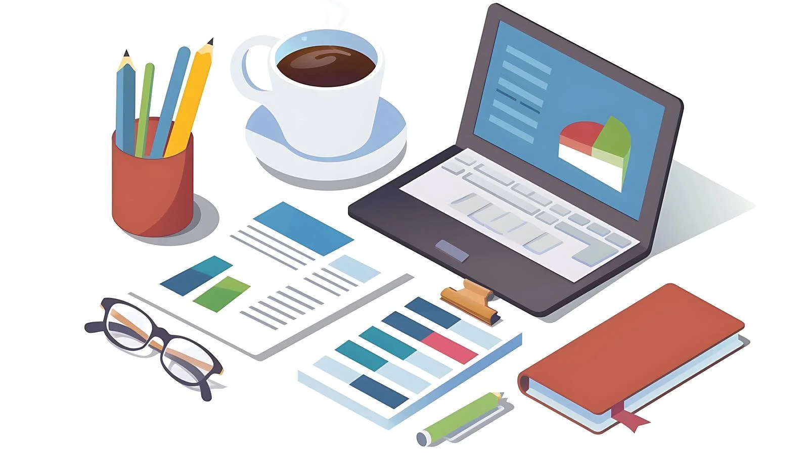 Accountant multitasking with coffee — free download from Dotvec