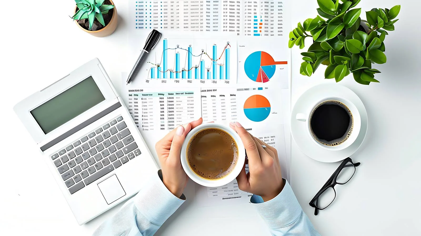 Accountant Working with Coffee Break — free download from Dotvec