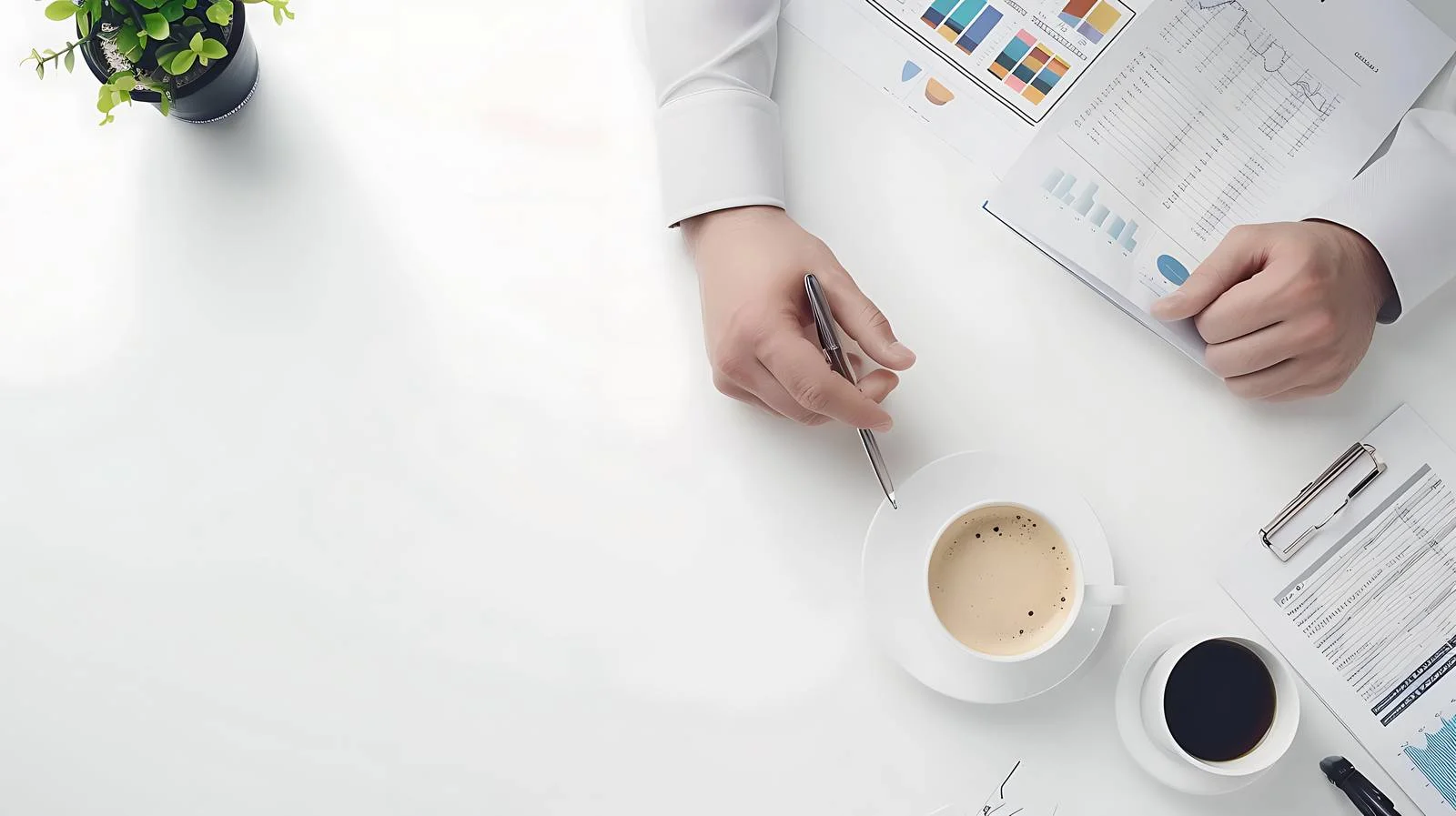 Accountant Multitasking with Coffee Break — free download from Dotvec