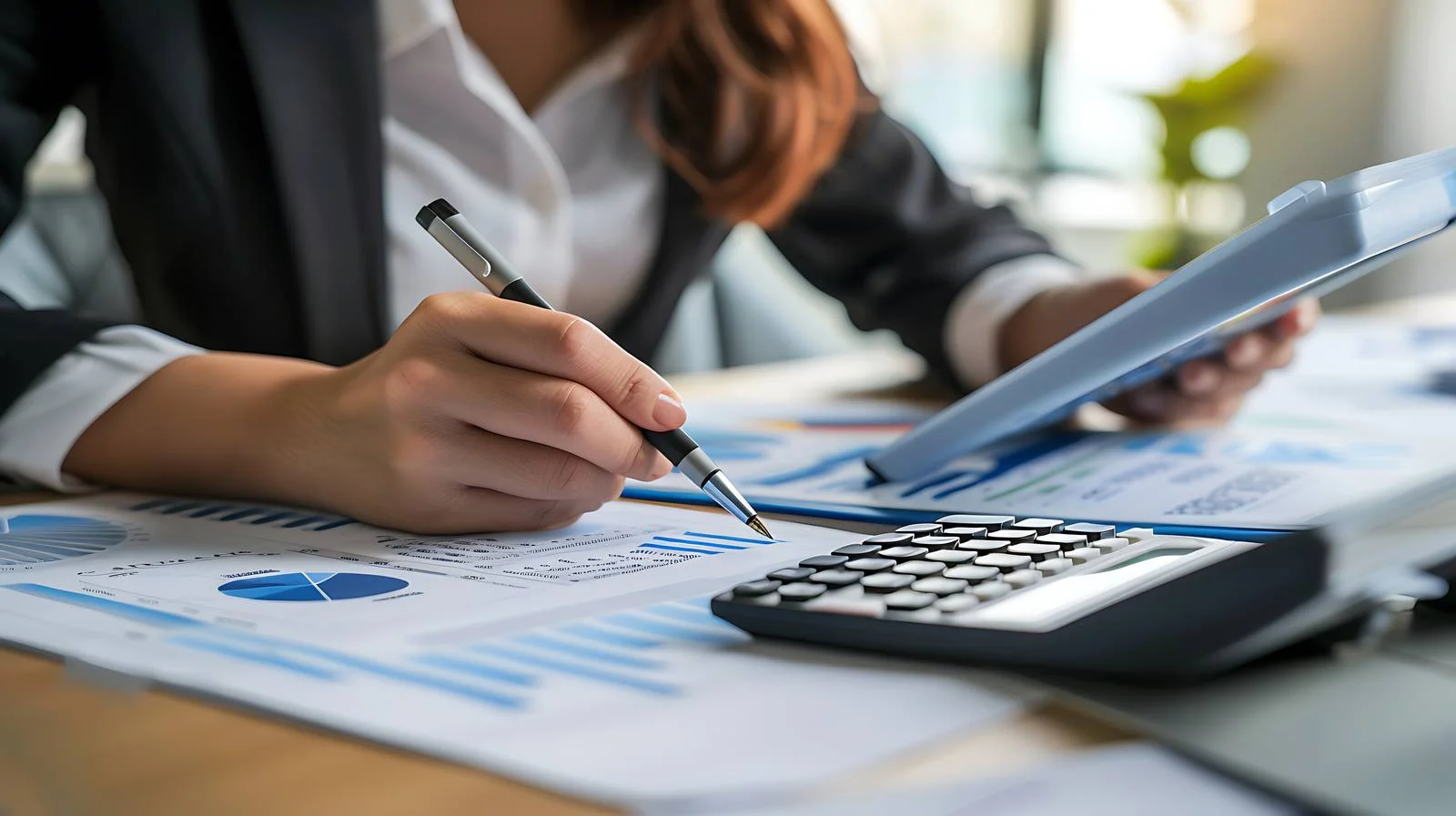 Accountant Calculating with Calculator — free download from Dotvec