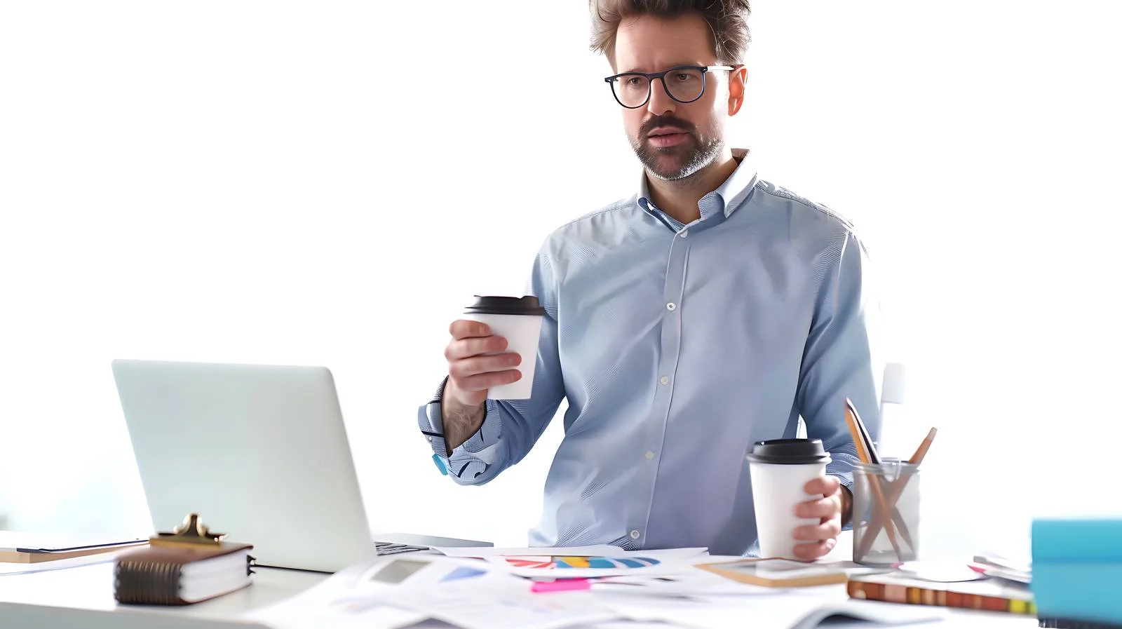 Professional Accountant Working with Coffee Break — free download from Dotvec