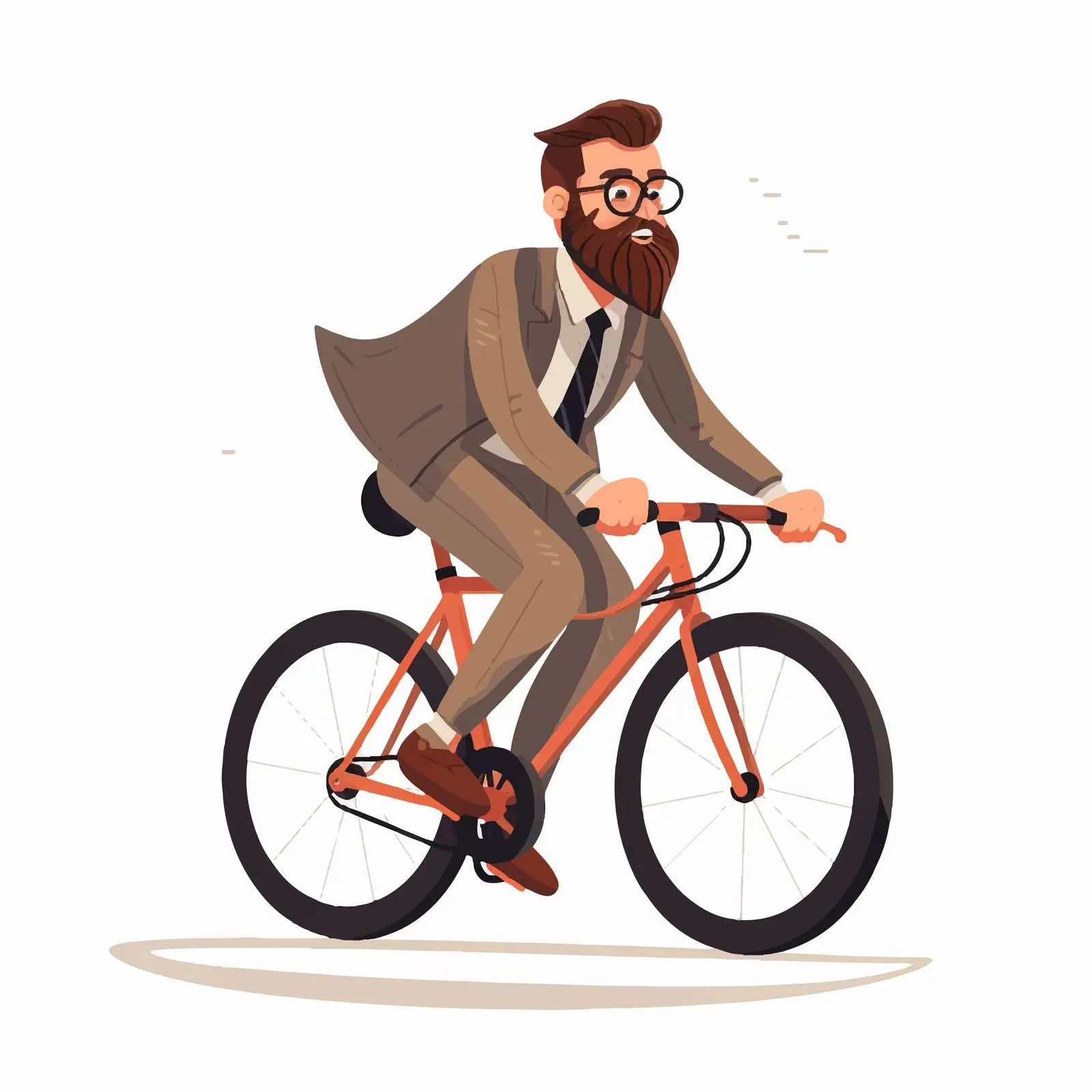Bearded Businessman Riding Bike Vector on White Background — free download from Dotvec