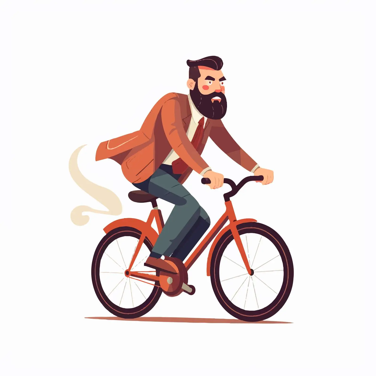 Bearded Businessman Riding Bike Isolated on White — free download from Dotvec