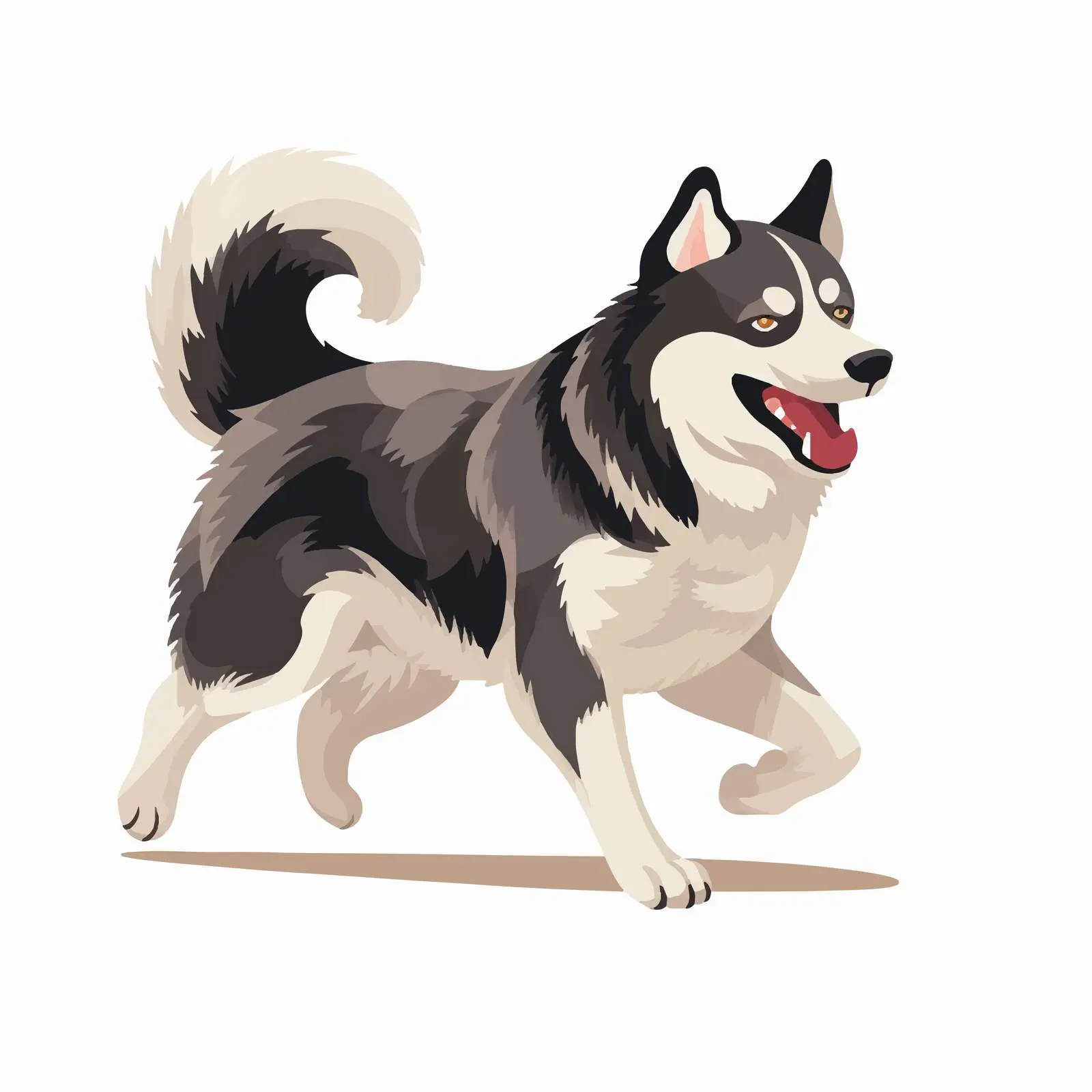 Friendly Cartoon Husky Dog Vector Illustration – free stylized husky image from Dotvec