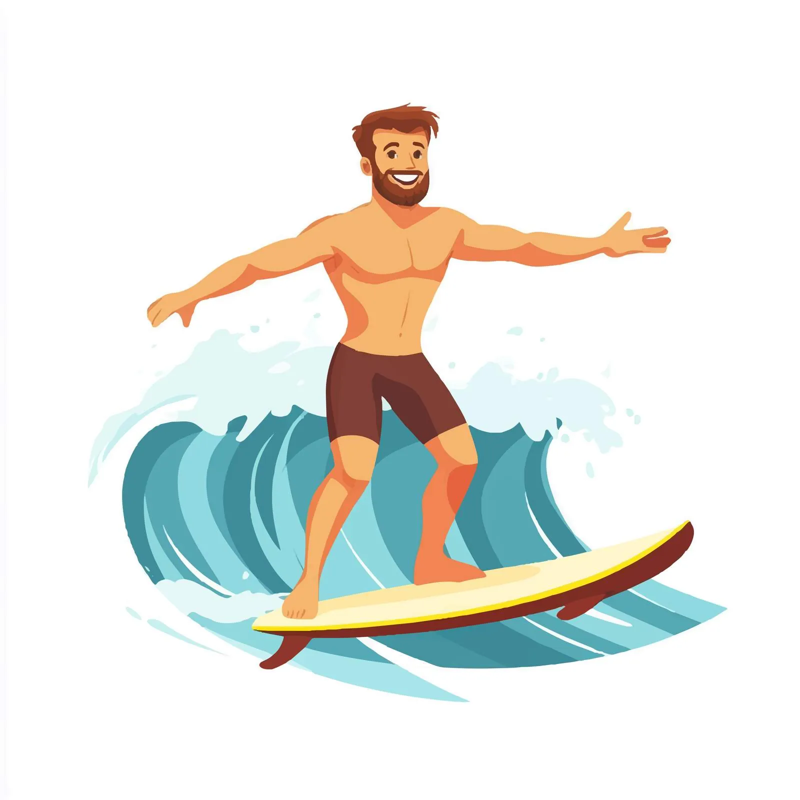 Happy Male Surfer Enjoying Waves Illustration — free download from Dotvec