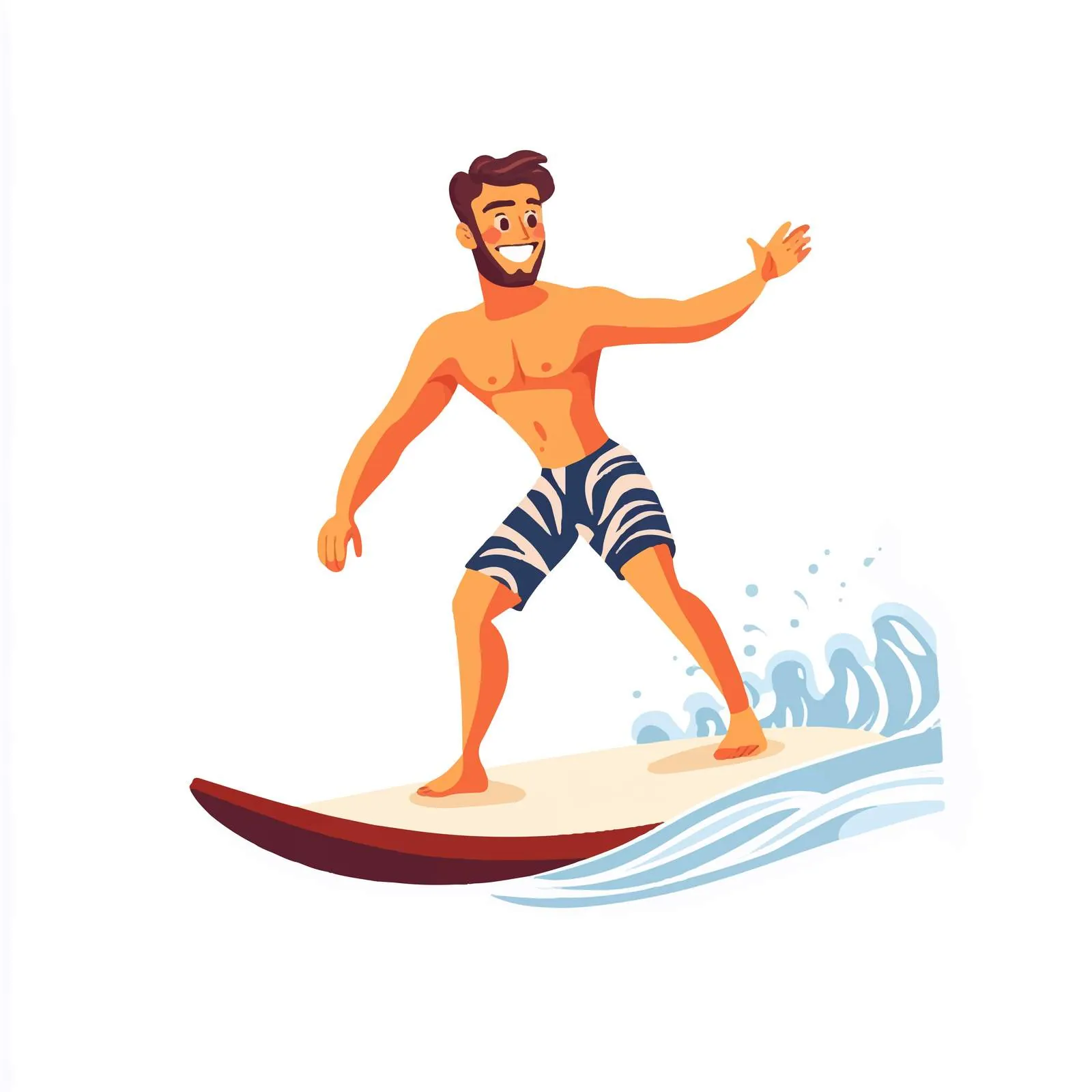 Active Male Surfing Vector Illustration — free download from Dotvec