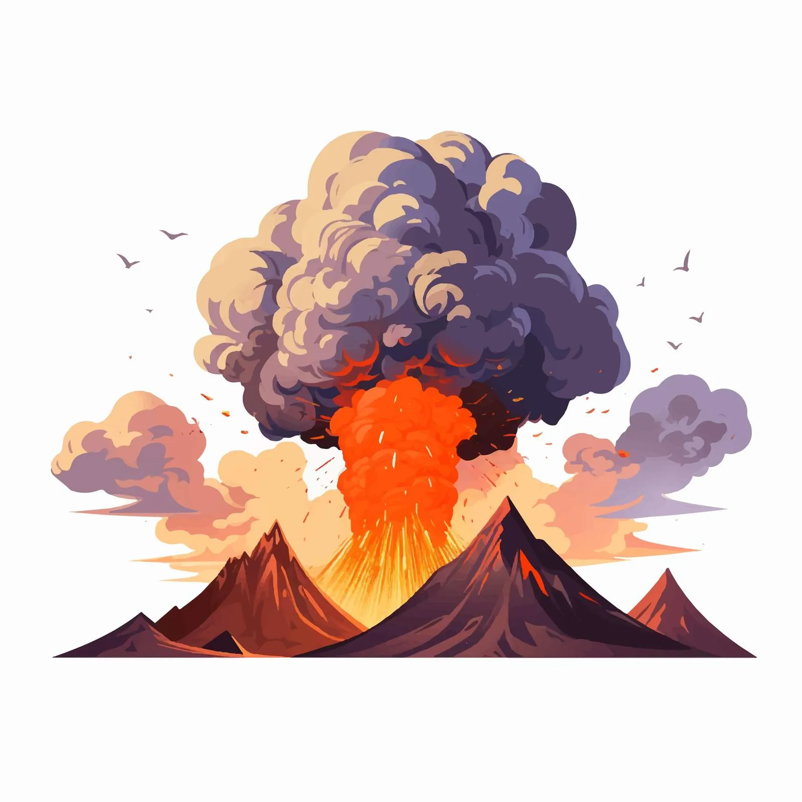 Active Volcano Erupting with Smoke and Lava — free download from Dotvec