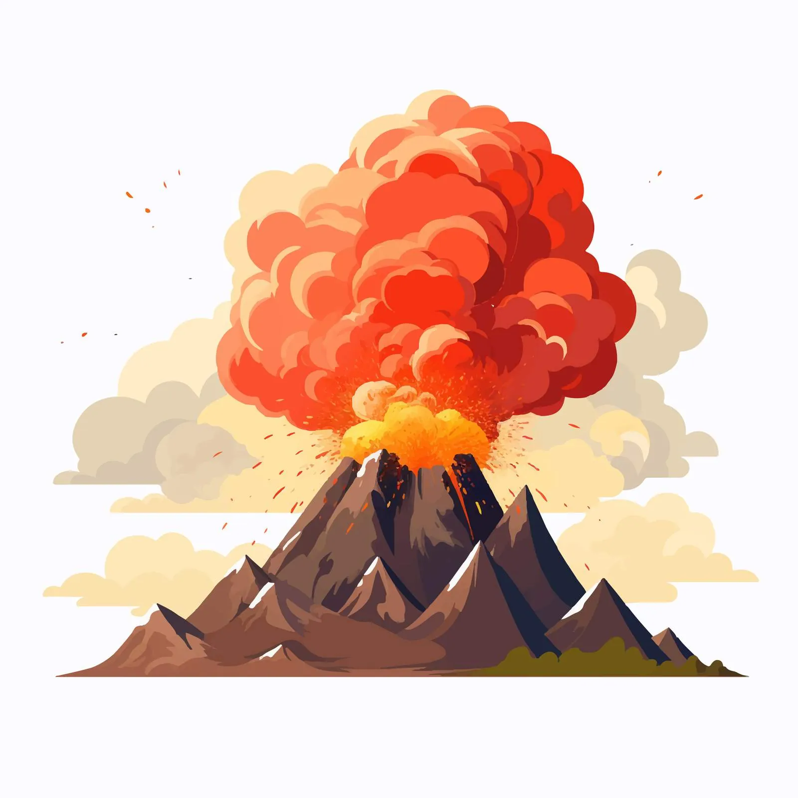 Erupting Active Volcano with Smoke and Ash — free download from Dotvec