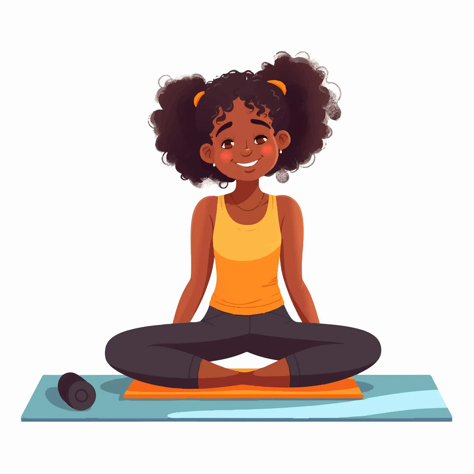 Black Woman Practicing Fitness on Mat Vector – free toning image from Dotvec