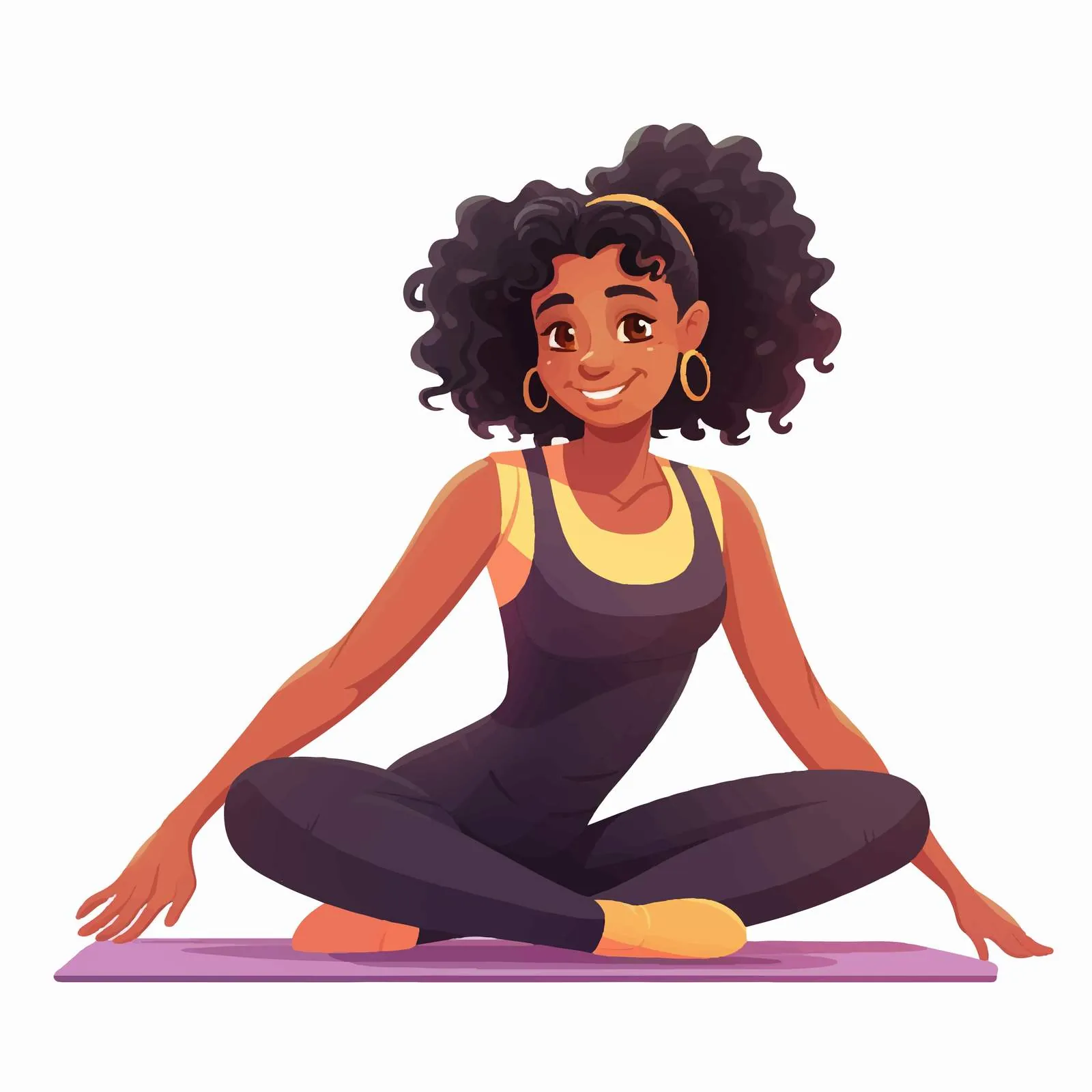 Fitness Practicing Woman on Mat Vector Illustration — free download from Dotvec