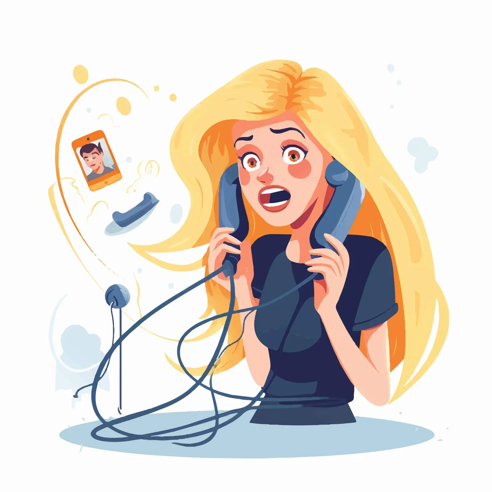 Blonde Woman Holding Telephone Handset Vector – free receive image from Dotvec