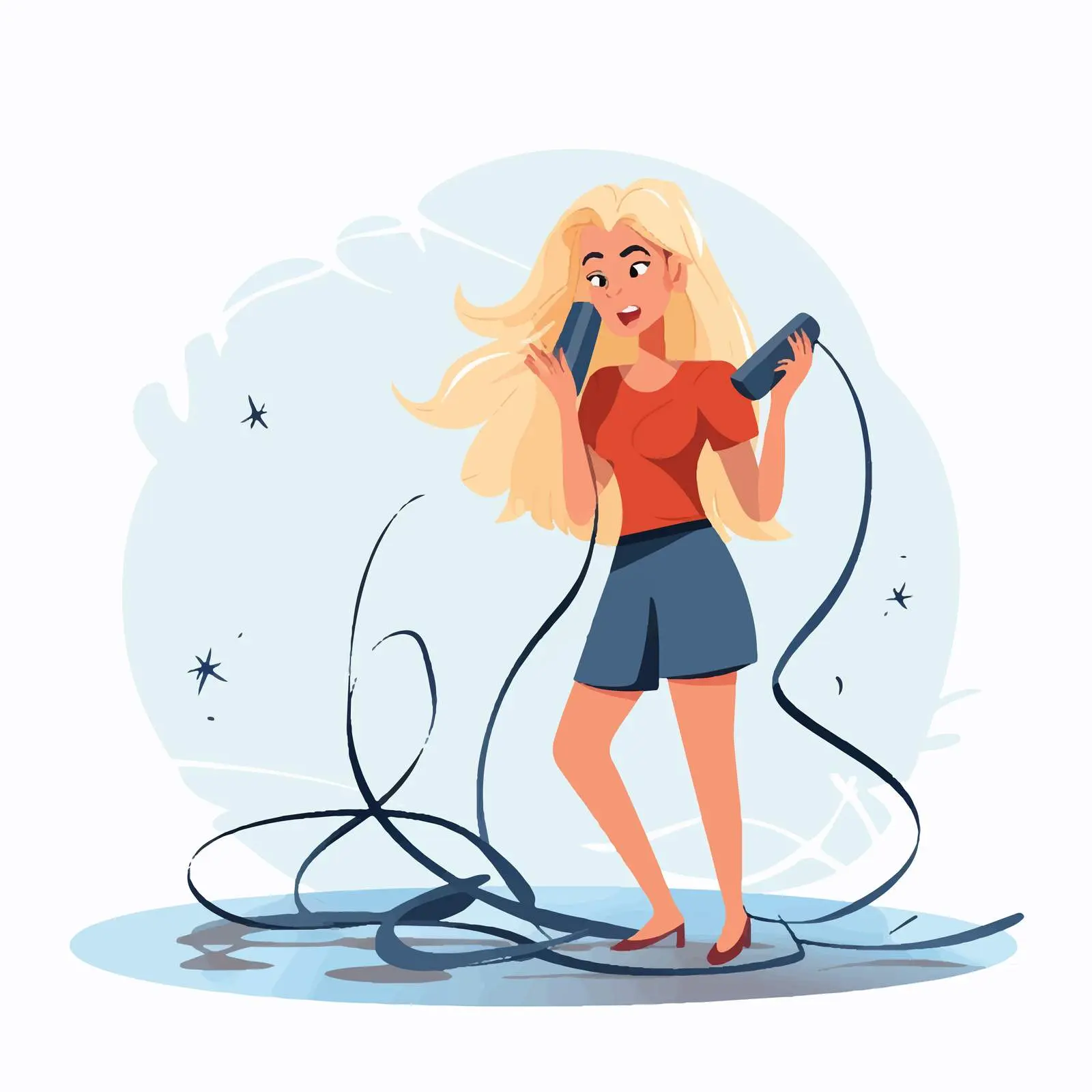 Blonde Woman with Telephone Handset Illustration — free download from Dotvec