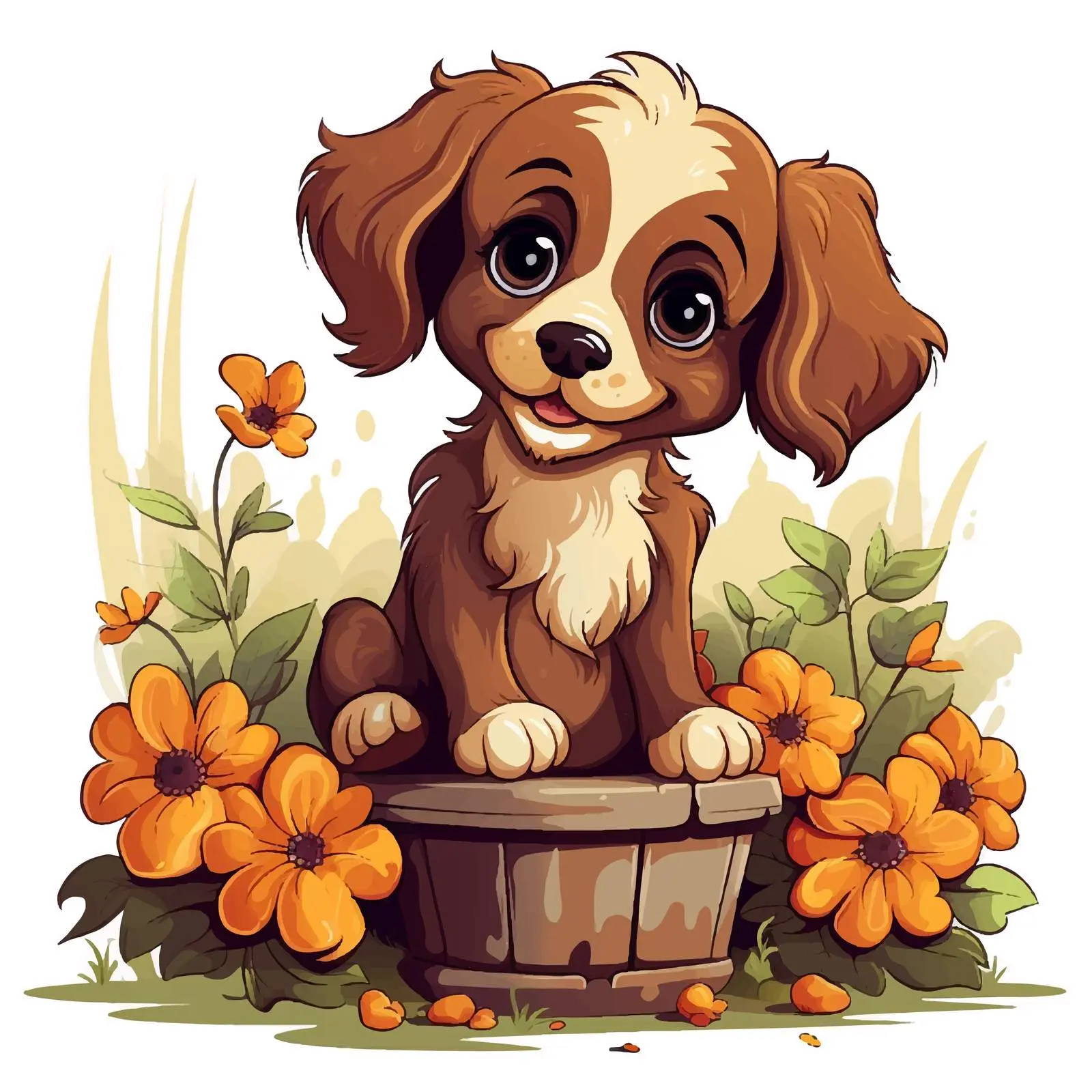 Adorable Brown Puppy in Vibrant Garden — free download from Dotvec