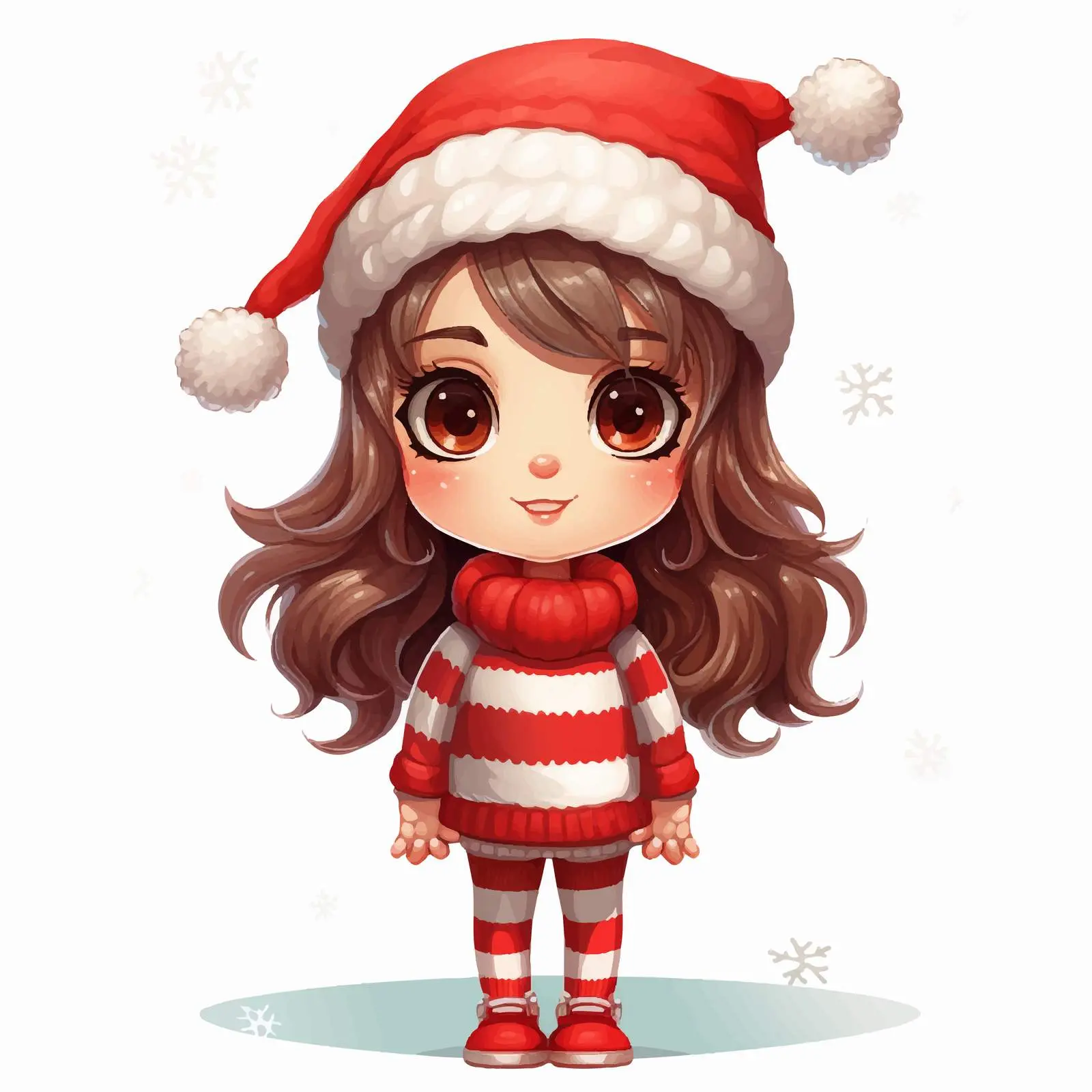 Festive Cartoon Girl in Christmas Hat Illustration — free download from Dotvec