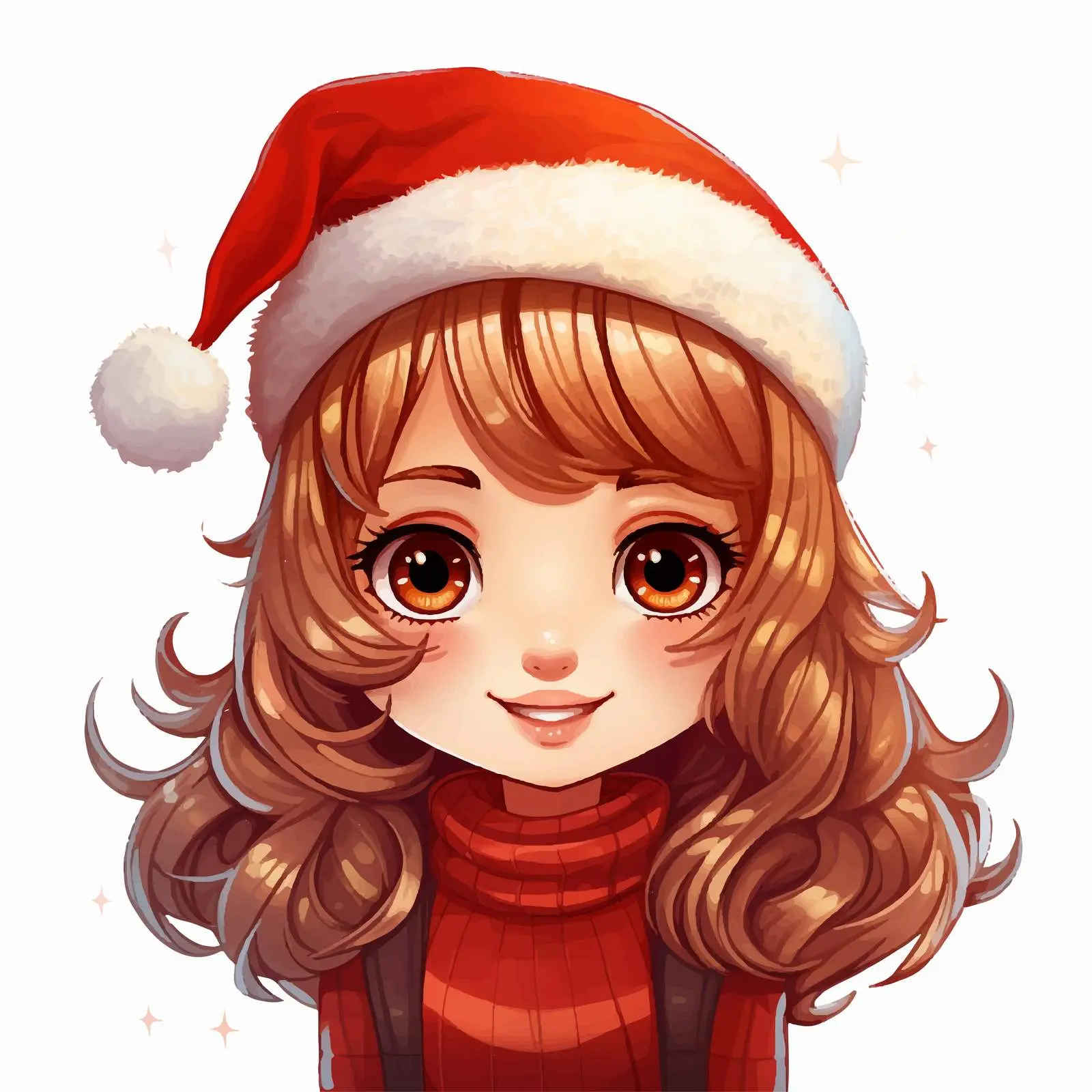 Festive Cartoon Girl in Christmas Hat — free download from Dotvec