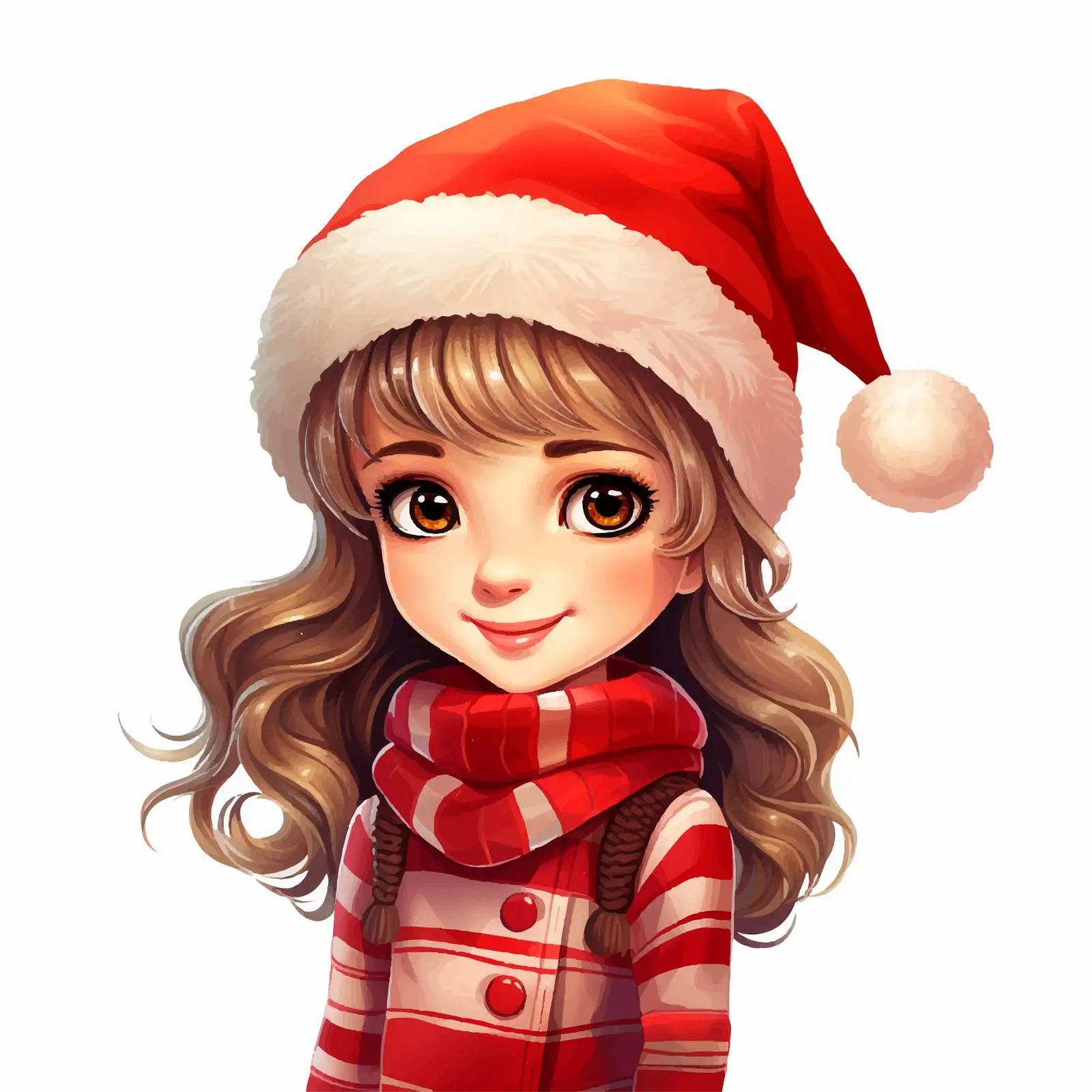 Festive Cartoon Girl in Christmas Hat — free download from Dotvec