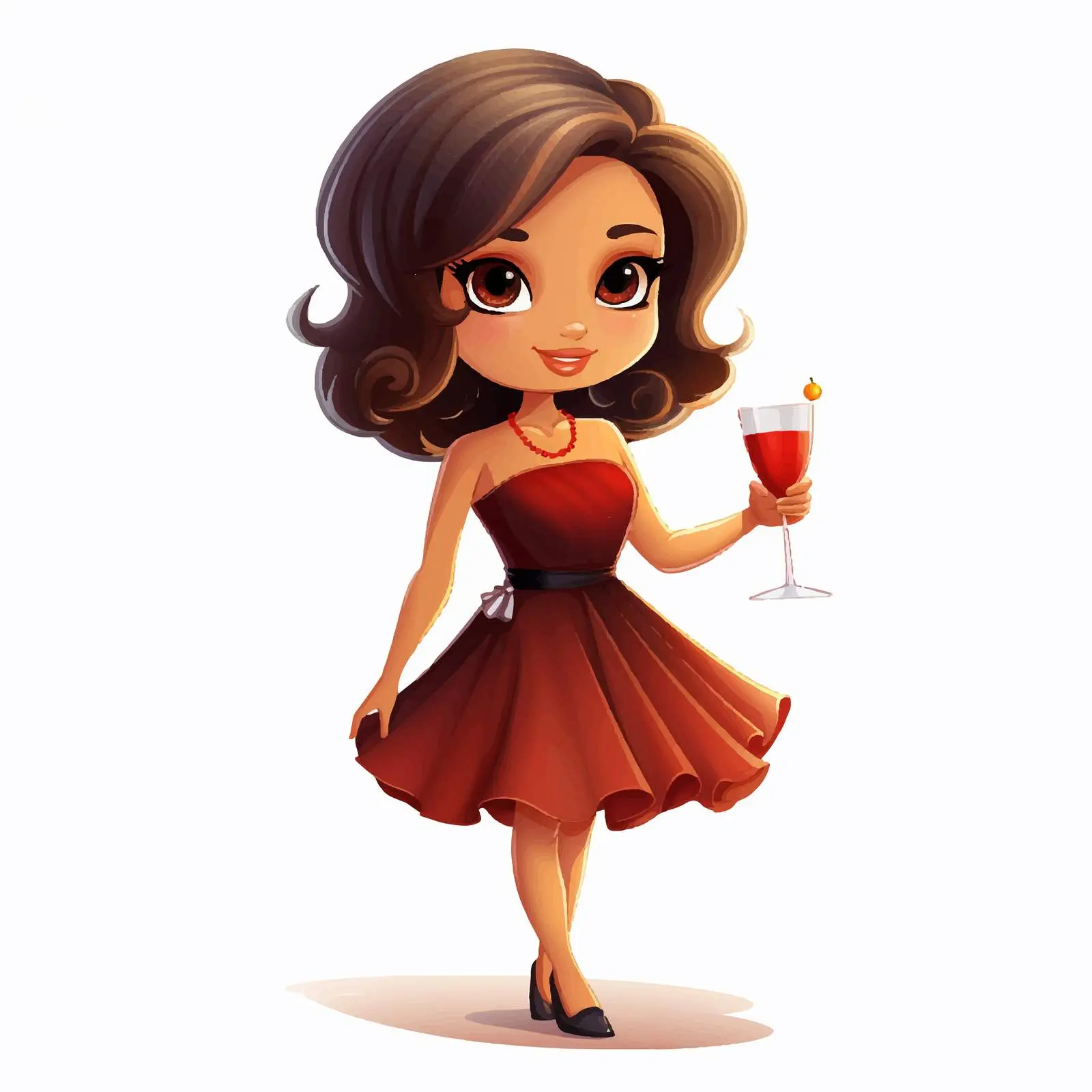 Cute Cartoon Girl in Mini Cocktail Dress — free download from Dotvec