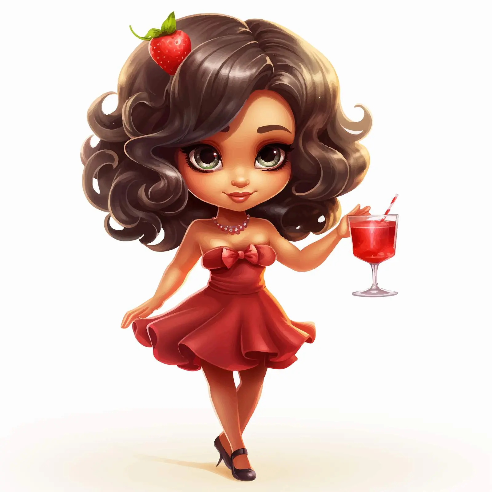 Cute Cartoon Girl in Mini Cocktail Dress — free download from Dotvec