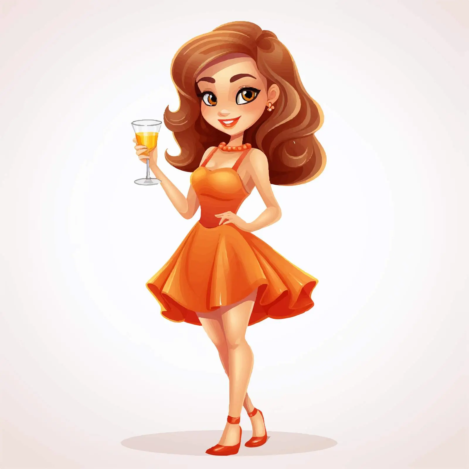 Cute Cartoon Girl in Mini Cocktail Dress – free chic dress image from Dotvec