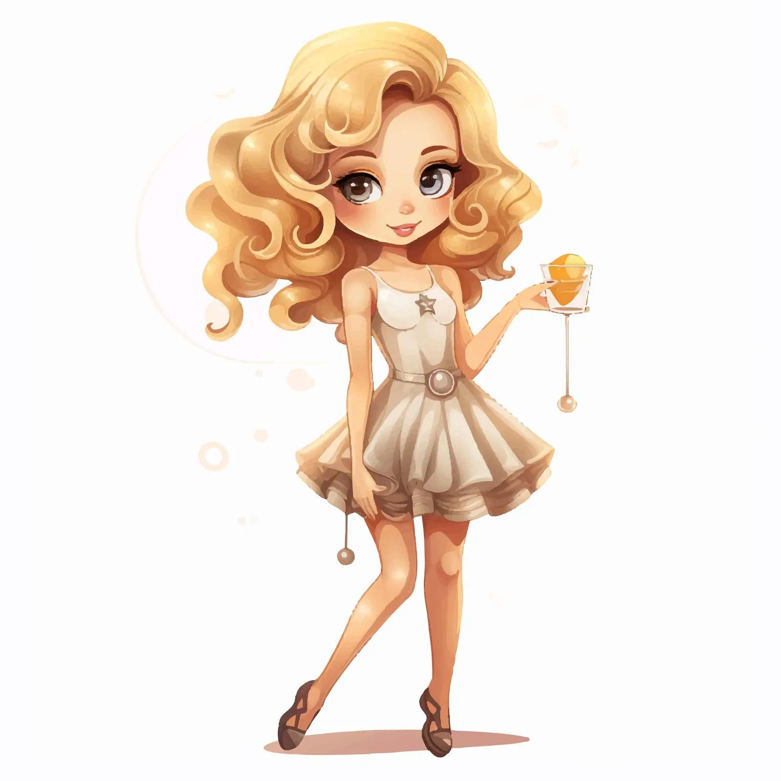 Cute Cartoon Girl in Mini Dress Vector Art — free download from Dotvec