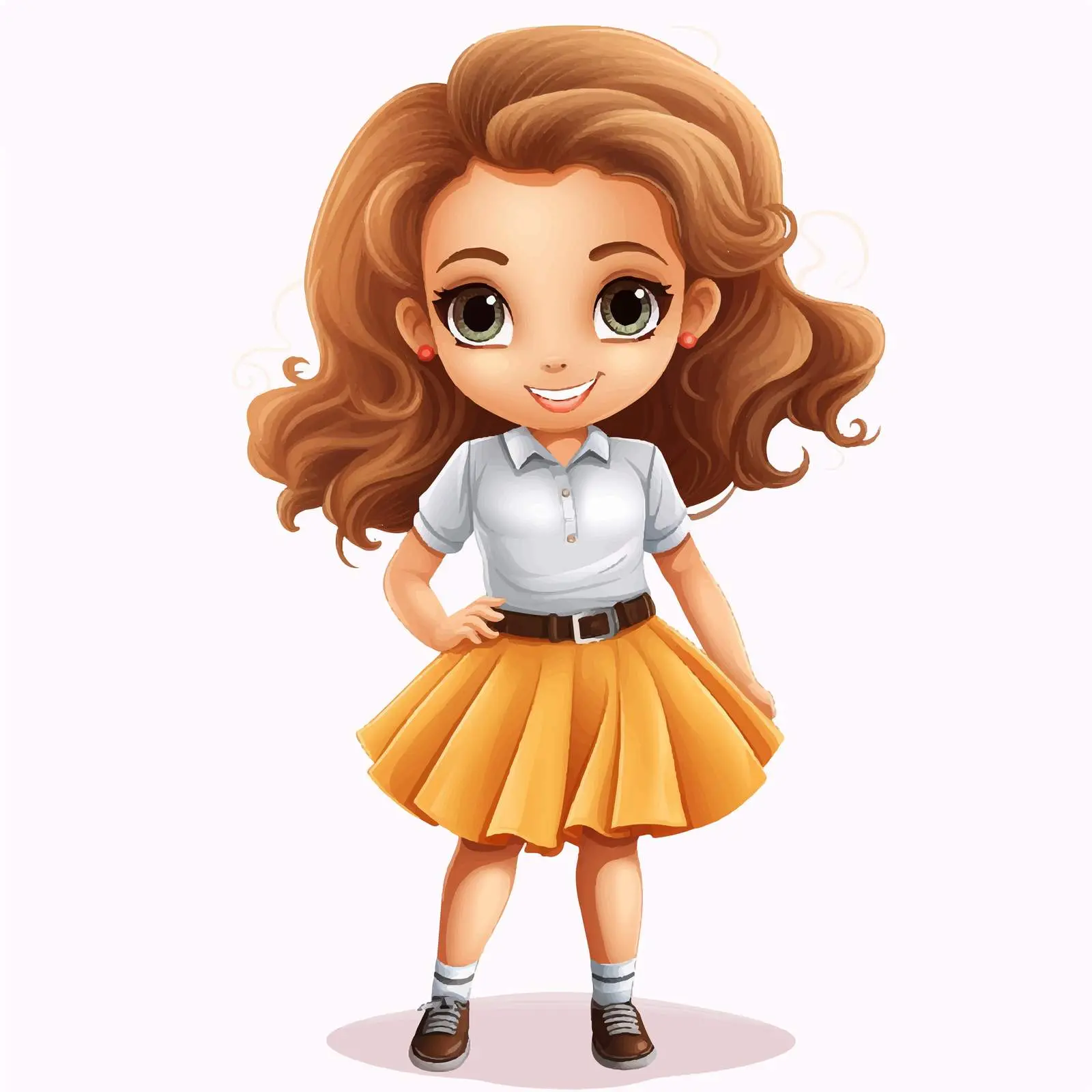 Stylish Cartoon Girl in Mini Skirt — free download from Dotvec