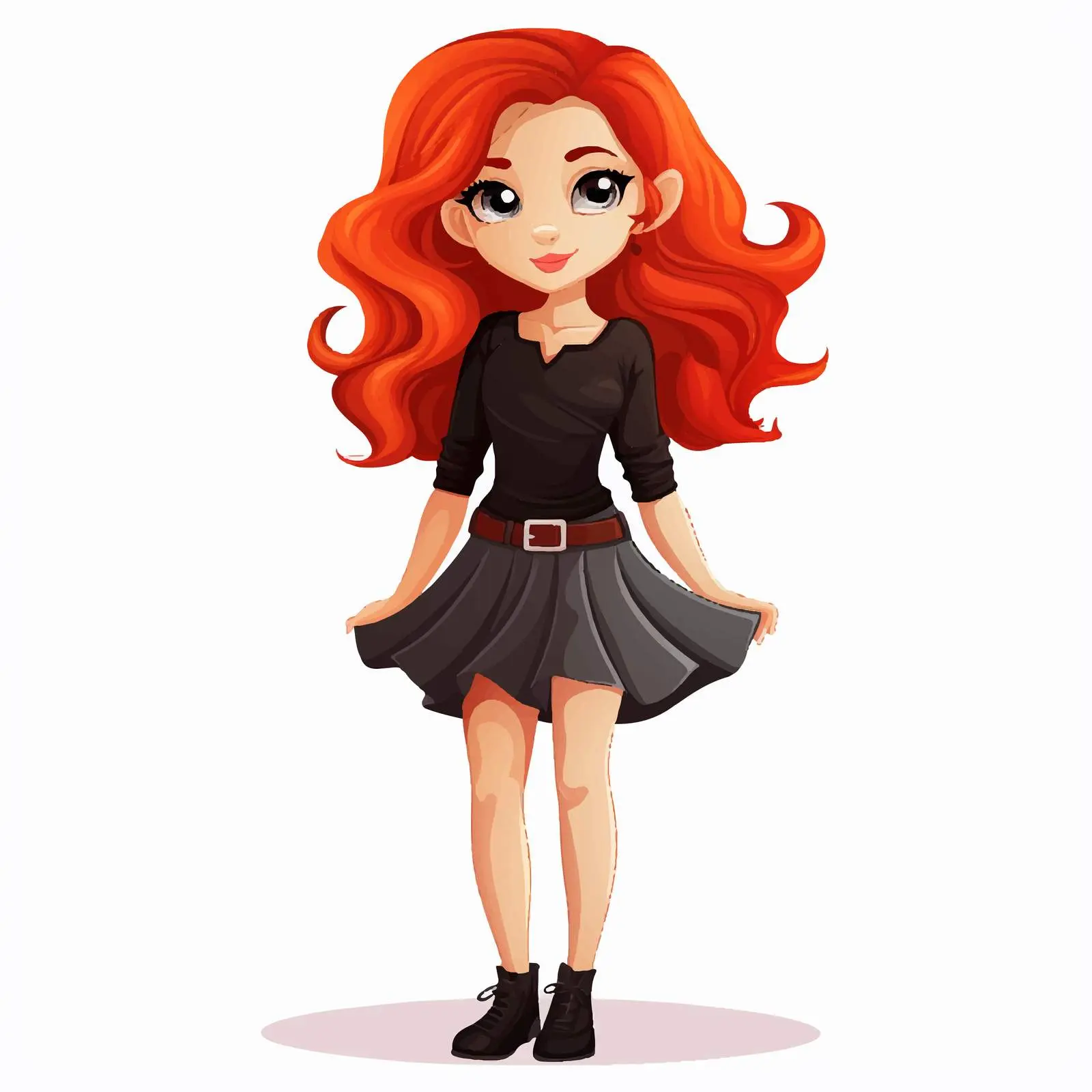 Cute Cartoon Girl in Stylish Mini Skirt — free download from Dotvec