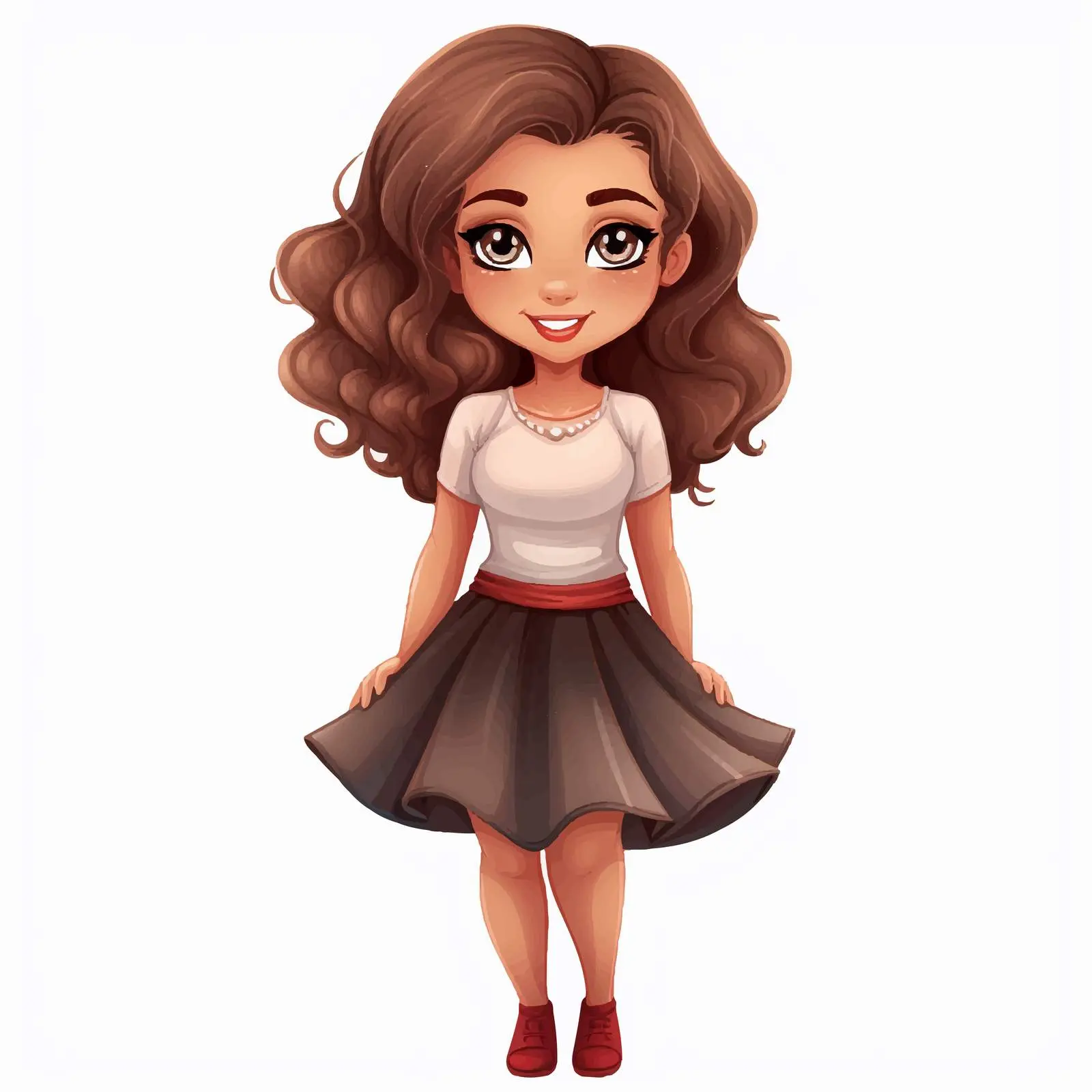 Cute Cartoon Girl in Stylish Mini Skirt — free download from Dotvec