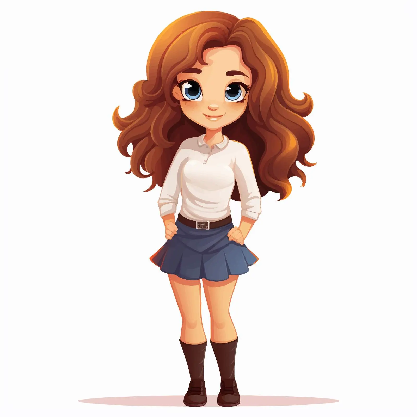 Cute Cartoon Girl in Stylish Mini Skirt — free download from Dotvec