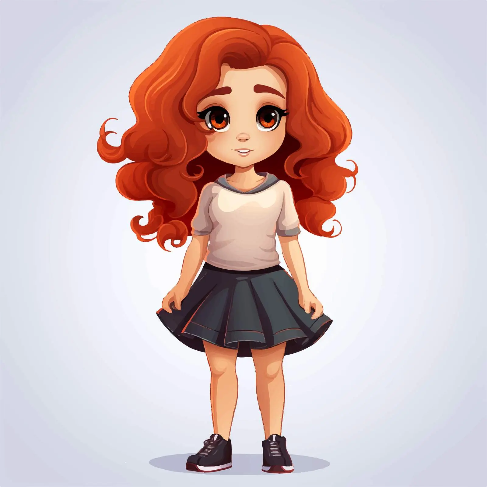 Cute Cartoon Girl in Mini Skirt Illustration – free cute attire image from Dotvec
