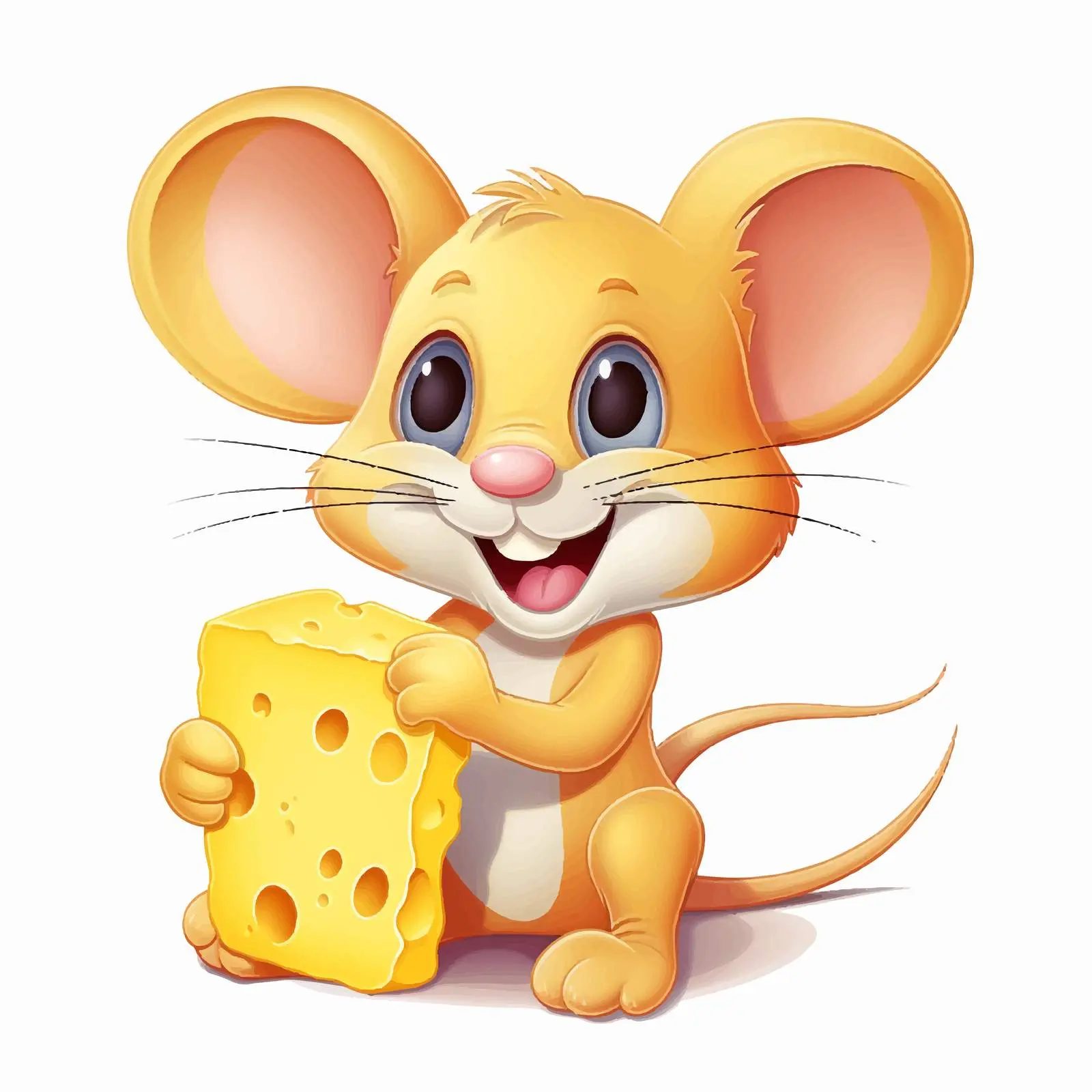 Cute Cartoon Mouse with Cheese Vector — free download from Dotvec