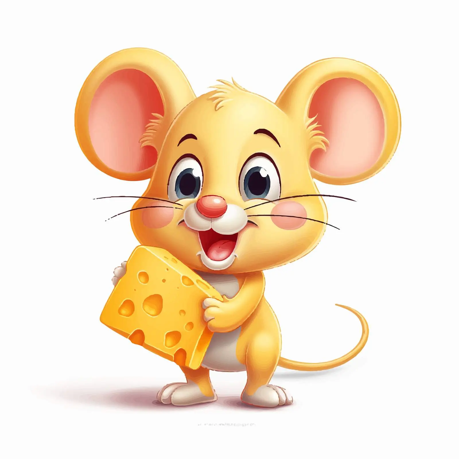 Adorable Cartoon Mouse with Cheese Vector – free funny mouse image from Dotvec
