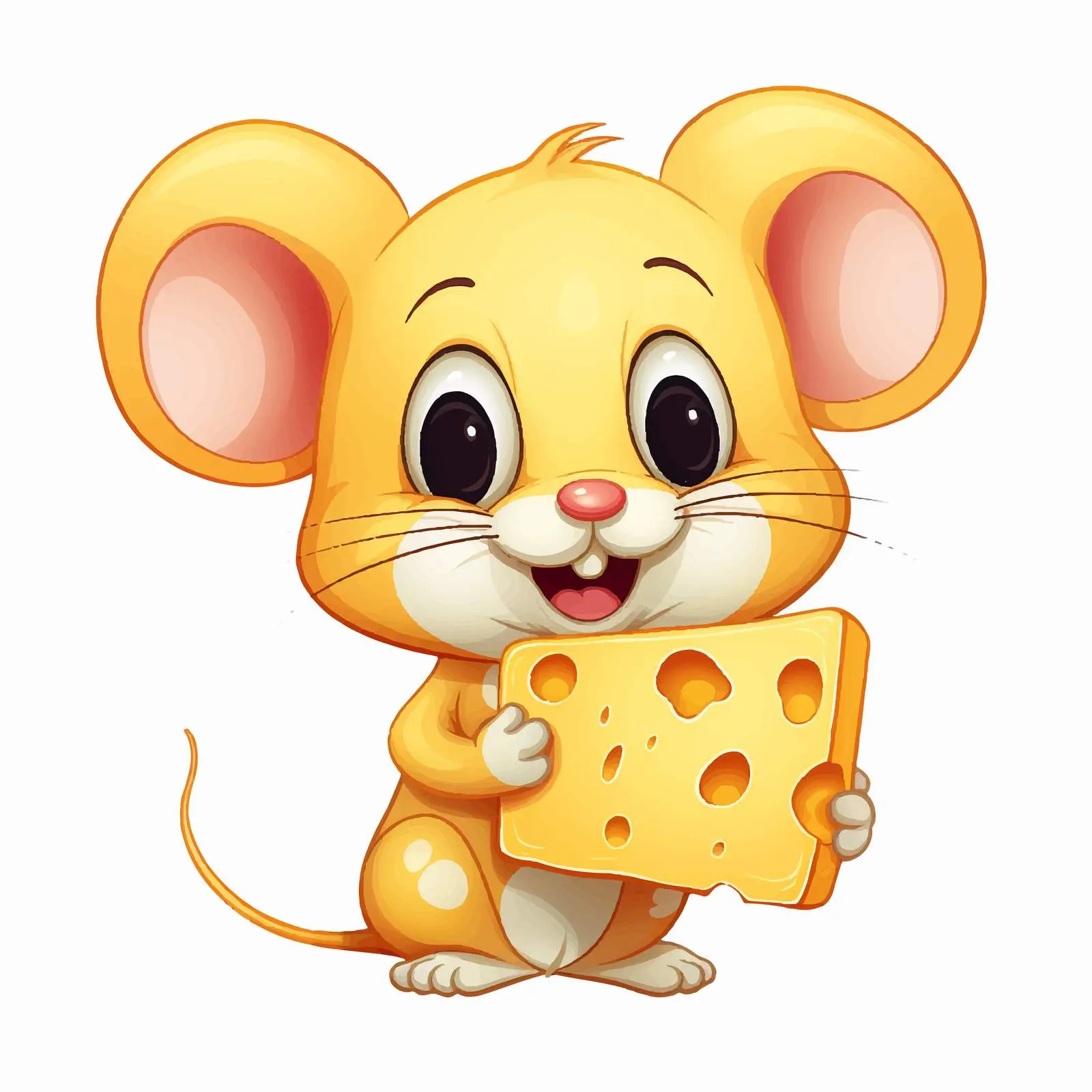 Cute Cartoon Mouse with Cheese Vector Illustration – free funny mouse image from Dotvec