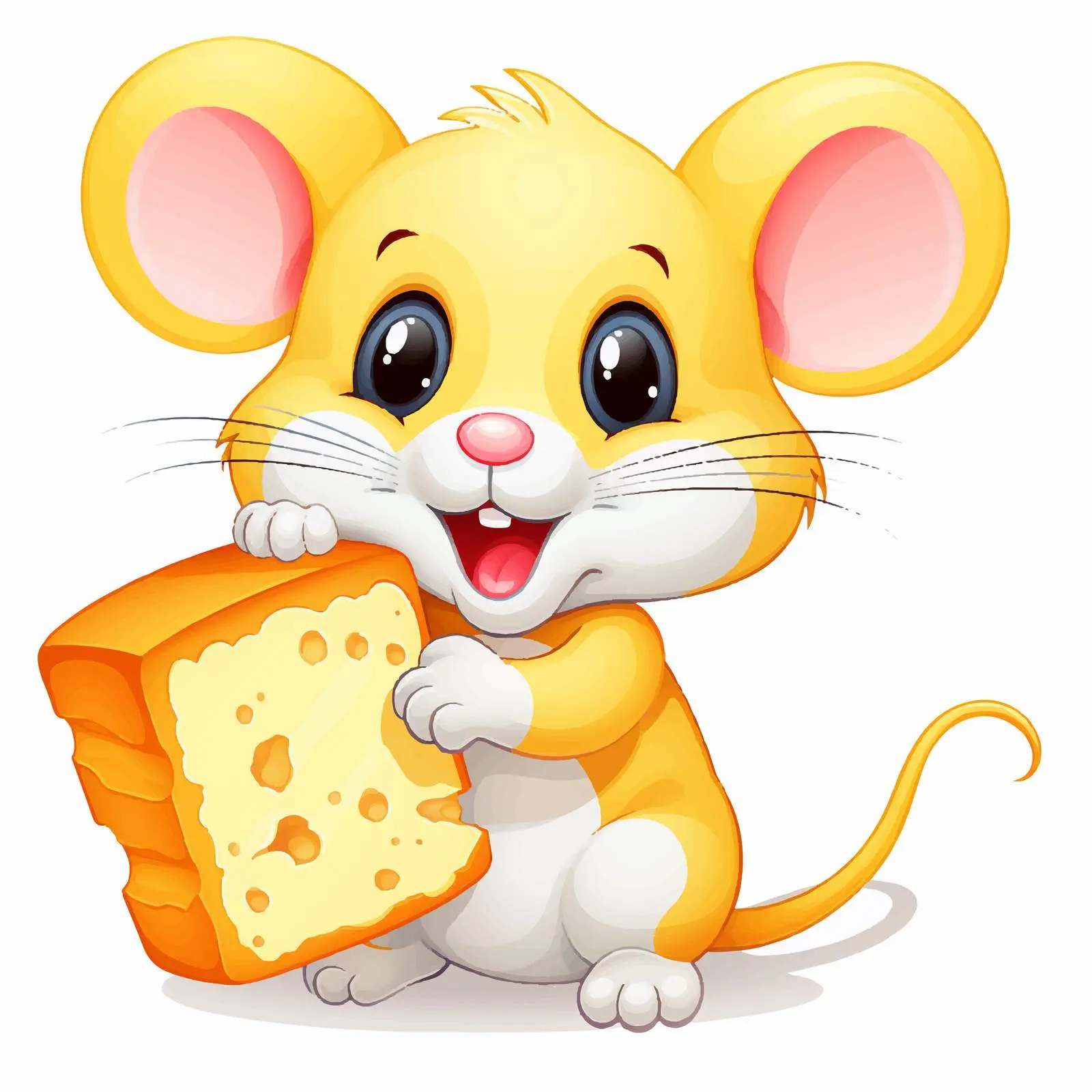 Cute Cartoon Mouse with Cheese Vector Illustration — free download from Dotvec