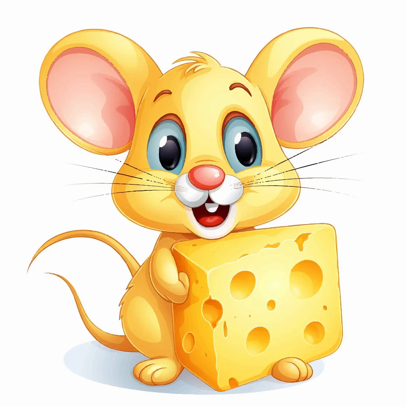 Cute Cartoon Mouse with Cheese Vector Illustration – free adorable mouse image from Dotvec