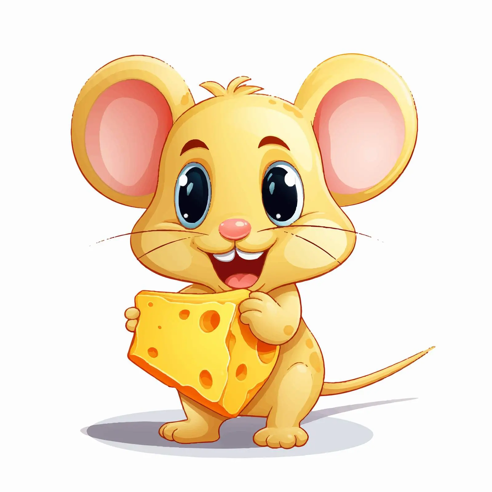 Cute Cartoon Mouse with Big Cheese Block — free download from Dotvec