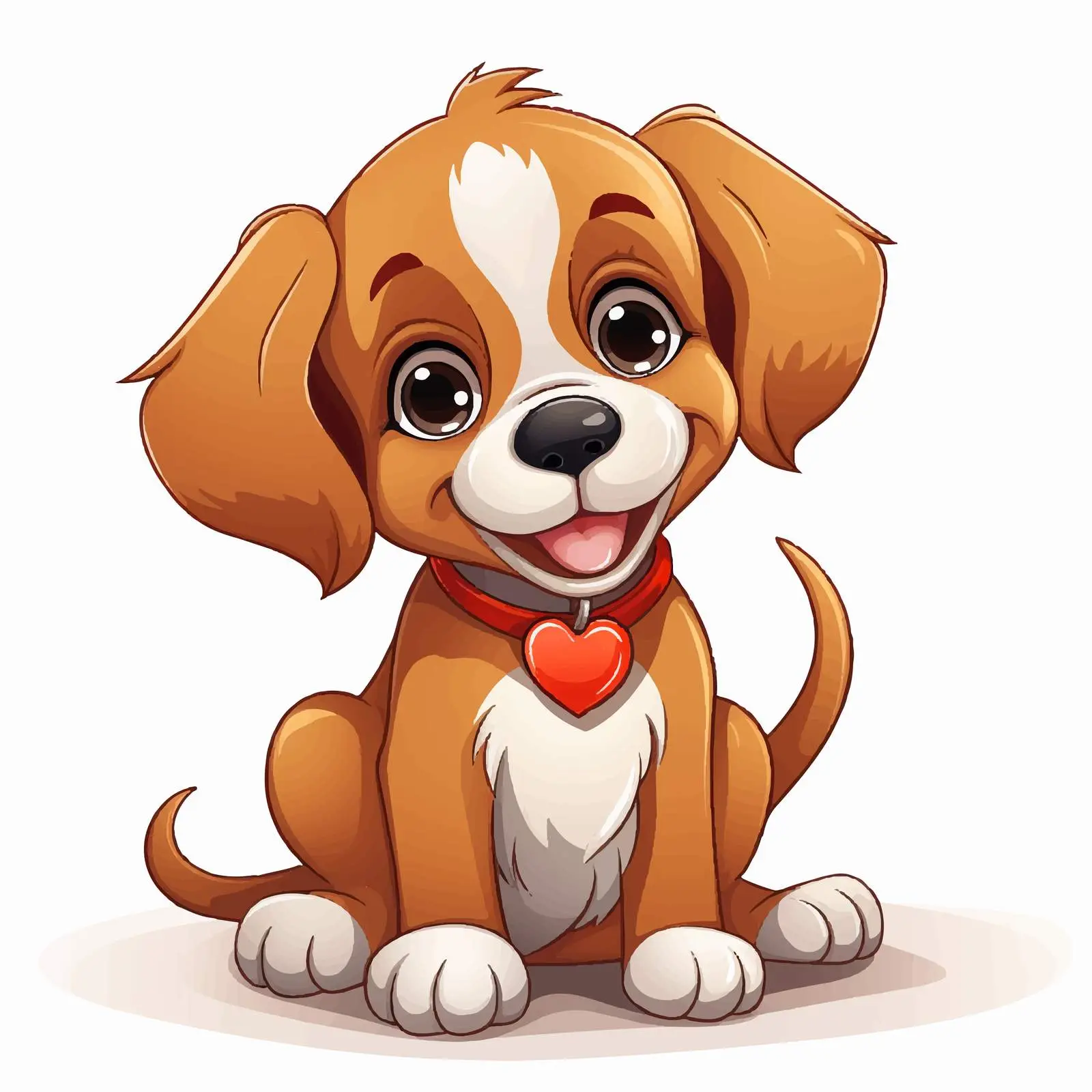 Smiling Cartoon Puppy with Heart Tag Vector — free download from Dotvec