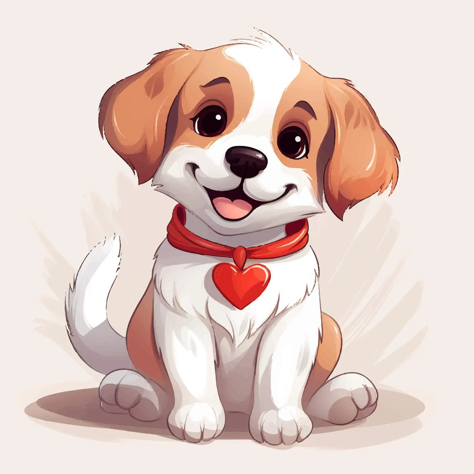 Smiling Cartoon Puppy with Heart Tag Vector — free download from Dotvec